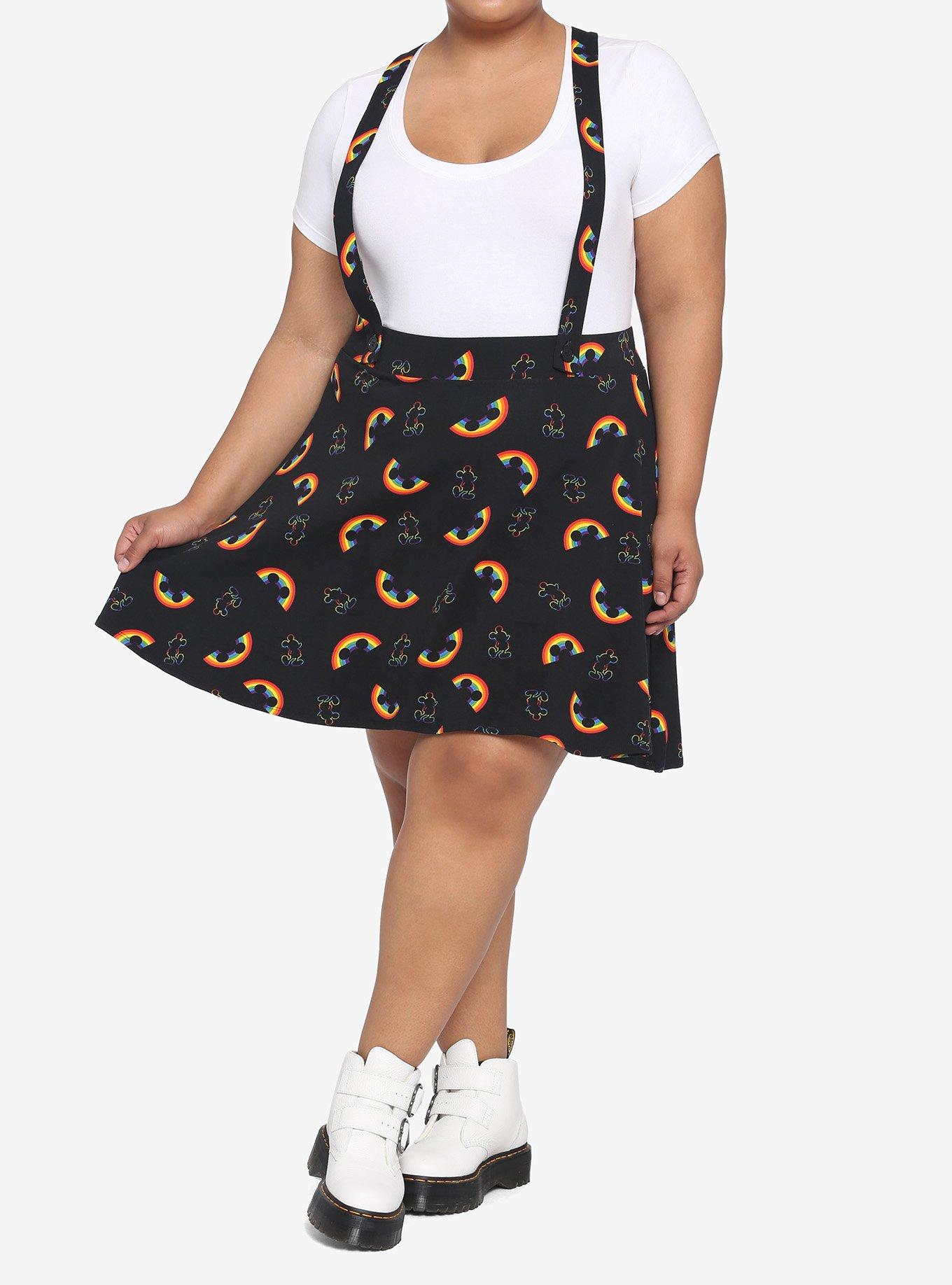 Disney Rainbow Mickey Mouse Suspender Skirt Plus Size, MULTI, alternate