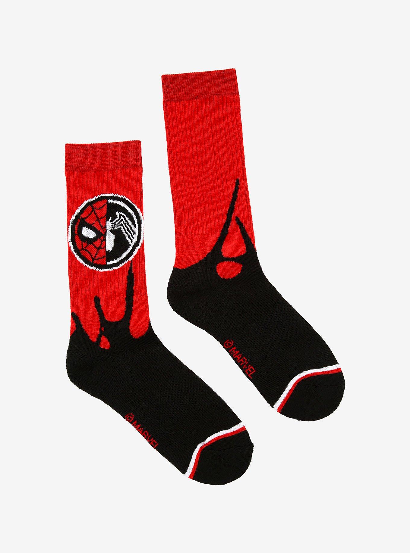 Marvel Spider-Man & Venom Split Crew Socks, , alternate