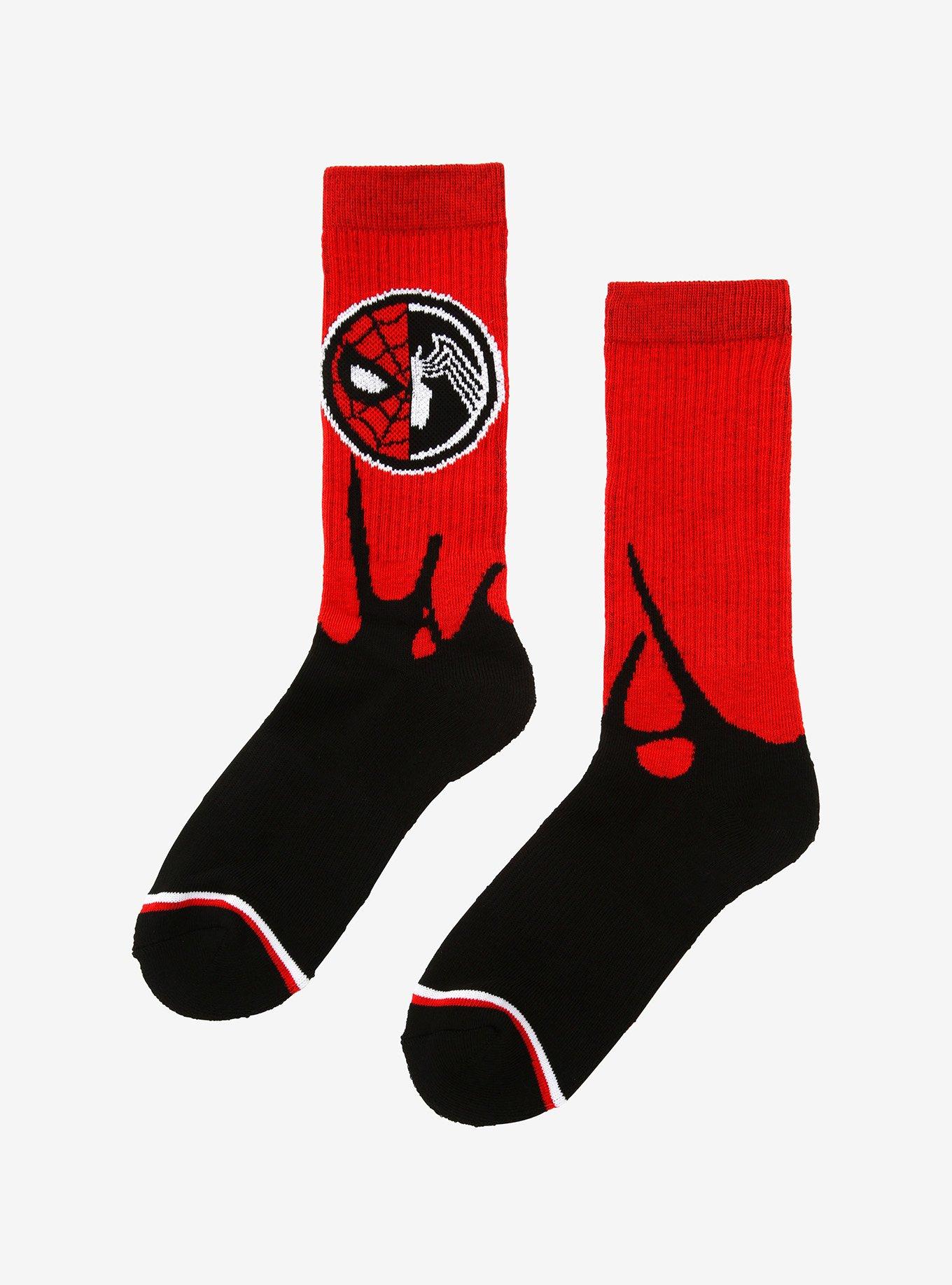 Marvel Spider-Man & Venom Split Crew Socks, , alternate
