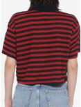 Skull Black & Red Stripe Oversized Girls Polo Shirt, STRIPE - RED, alternate