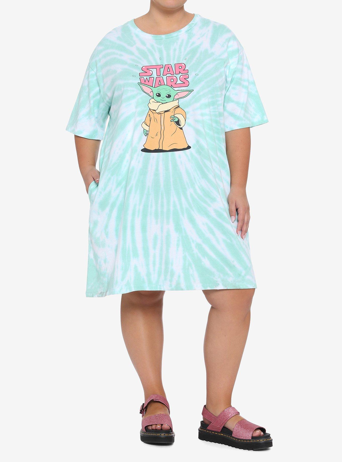 Her Universe Star Wars The Mandalorian The Child Tie-Dye T-Shirt Dress Plus Size, MULTI, alternate