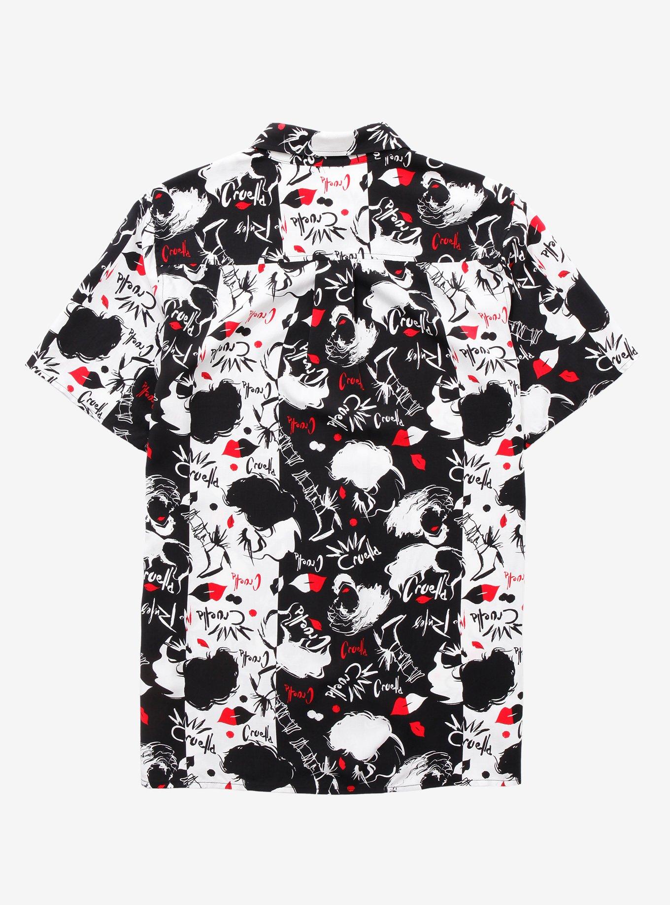 Her Universe Disney Cruella Black & White Oversized Woven Button-Up, MULTI, alternate