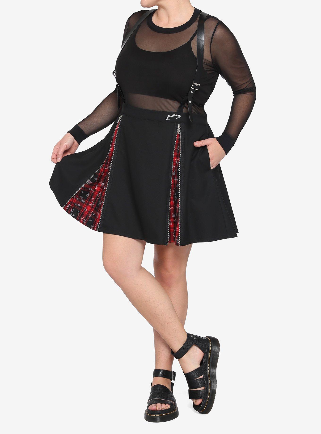 Her Universe Disney Cruella Zipper Pleated Suspender Skirt Plus Size, MULTI, alternate
