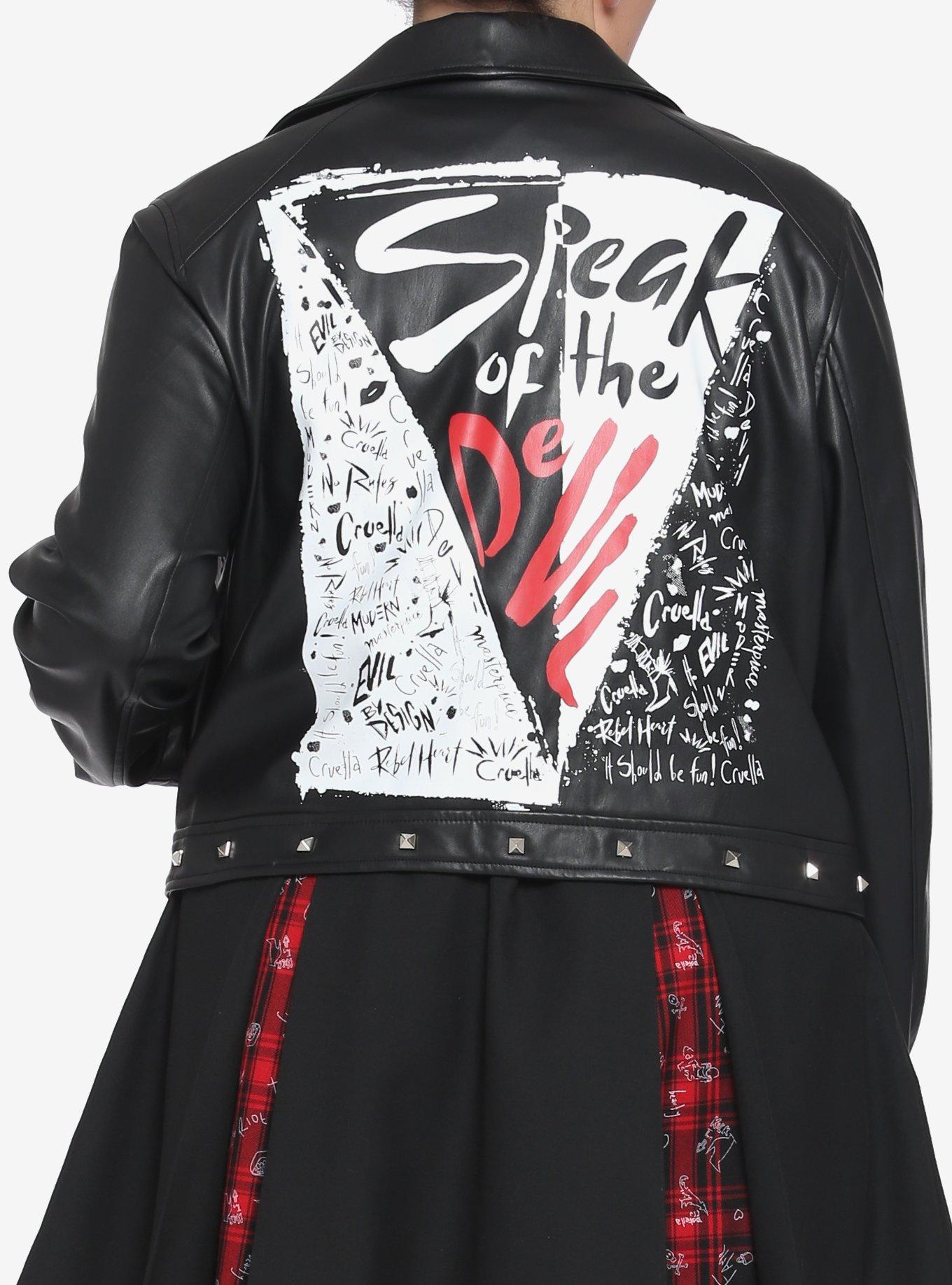 Her Universe Disney Cruella Speak Of The De Vil Chain Girls Moto Jacket Plus Size, WHITE, alternate