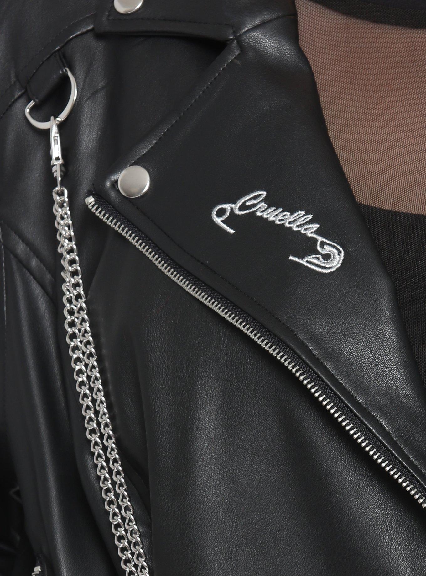 Her Universe Disney Cruella Speak Of The De Vil Chain Girls Moto Jacket Plus Size, WHITE, alternate