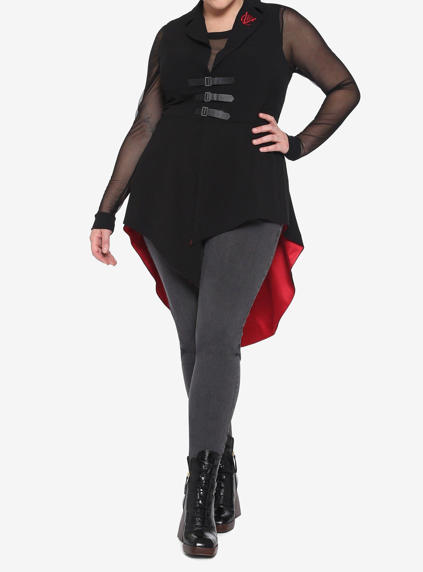 Her Universe Disney Cruella Buckle-Front Asymmetrical Waistcoat Plus Size, RED, alternate