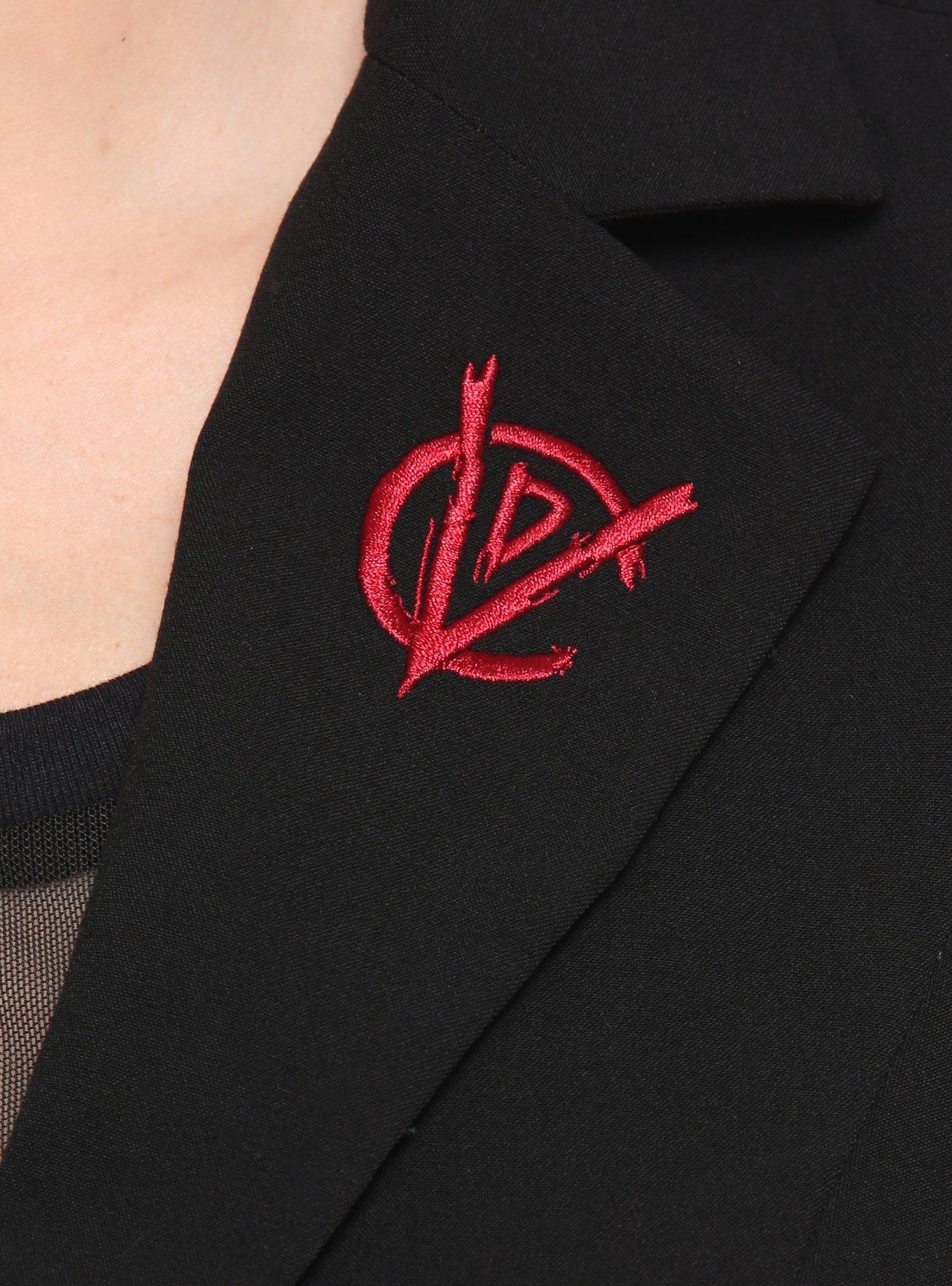 Her Universe Disney Cruella Buckle-Front Asymmetrical Waistcoat Plus Size, RED, alternate