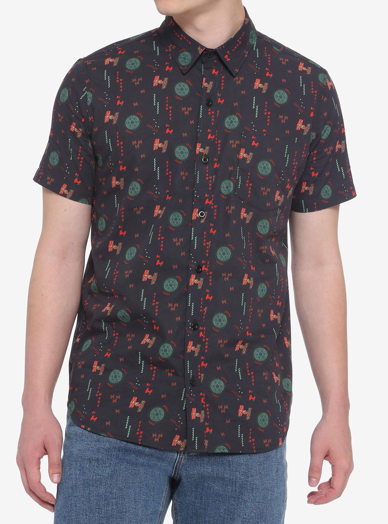 Our Universe Star Wars Dark Side Galactic Empire Neon Woven Button-Up Her Universe Exclusive, MULTI, alternate