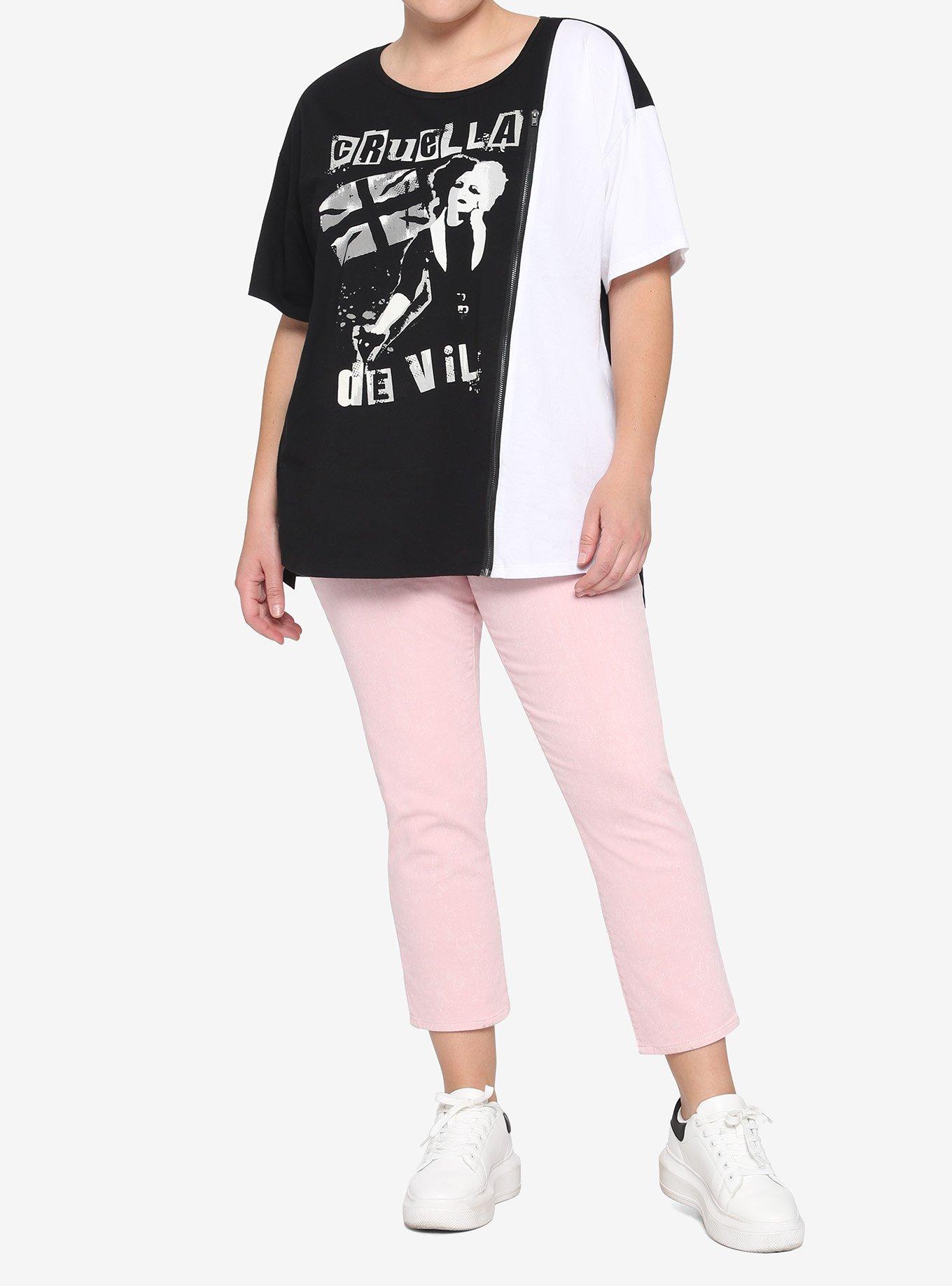 Her Universe Disney Cruella Zipper Split Girls T-Shirt Plus Size, WHITE, alternate - view 2