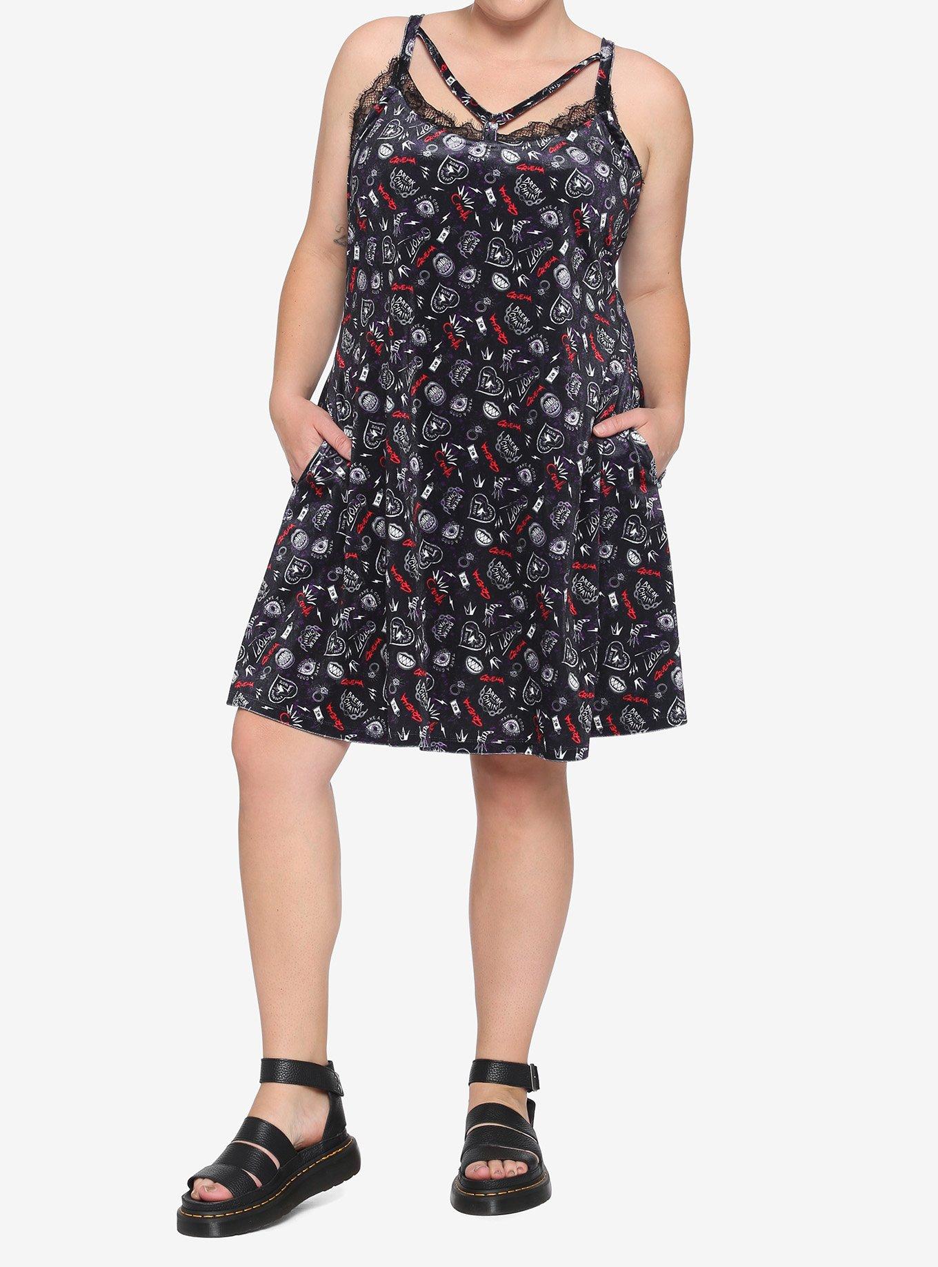 Her Universe Disney Cruella Icon Toss Velvet Strappy Dress Plus Size, MULTI, alternate