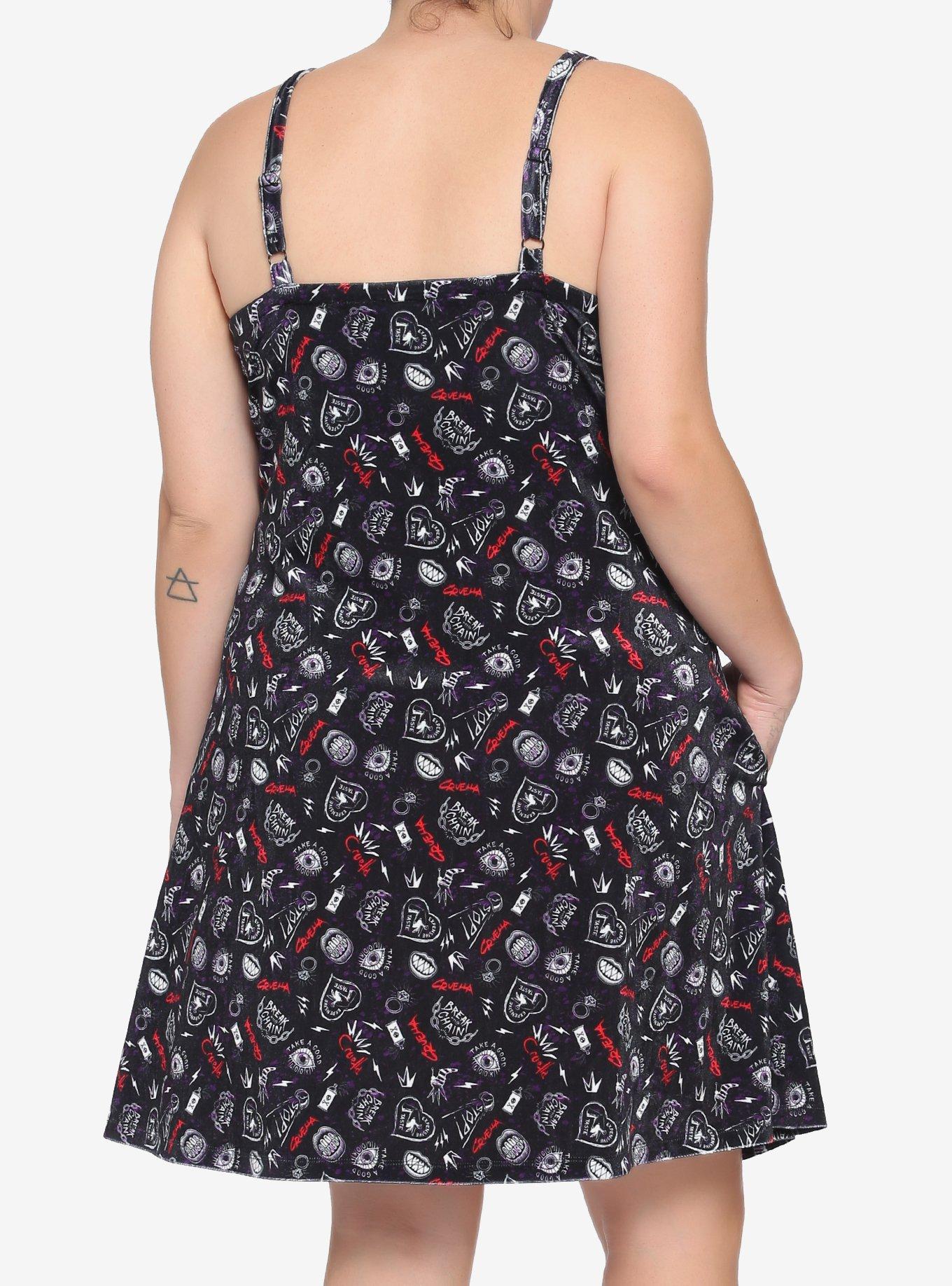 Her Universe Disney Cruella Icon Toss Velvet Strappy Dress Plus Size, MULTI, alternate