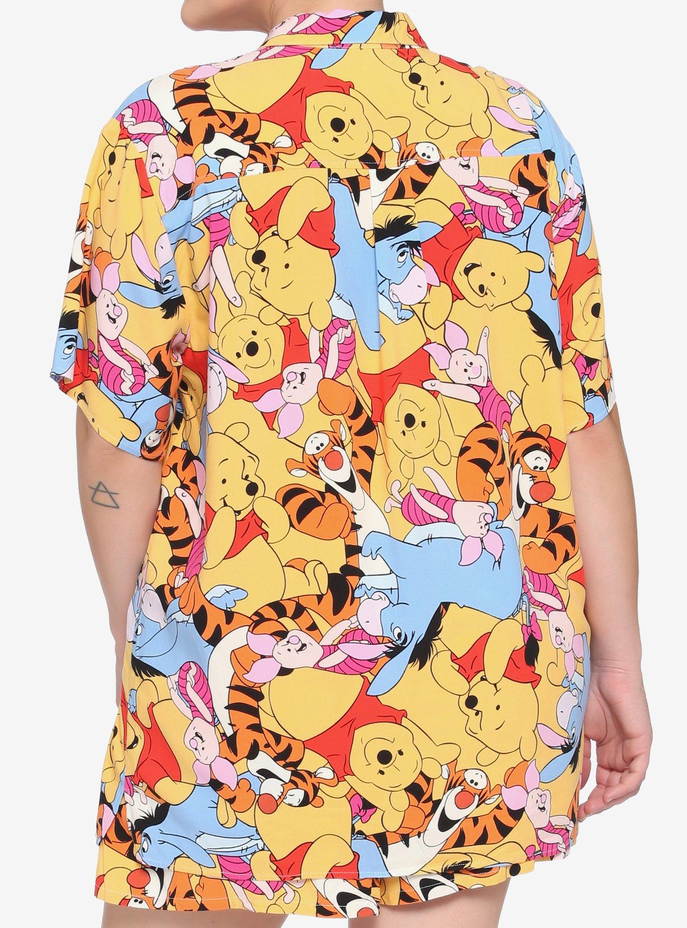 Disney Winnie The Pooh Allover Character Girls Resort Woven Button-Up Plus Size, MULTI, alternate