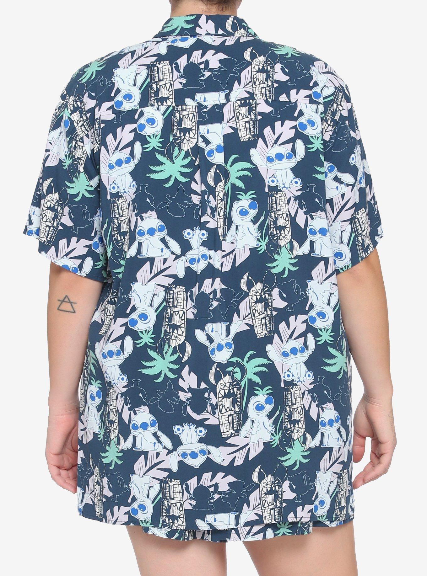 Disney Lilo & Stitch Tiki Stitch Girls Resort Woven Button-Up Plus Size, MULTI, alternate