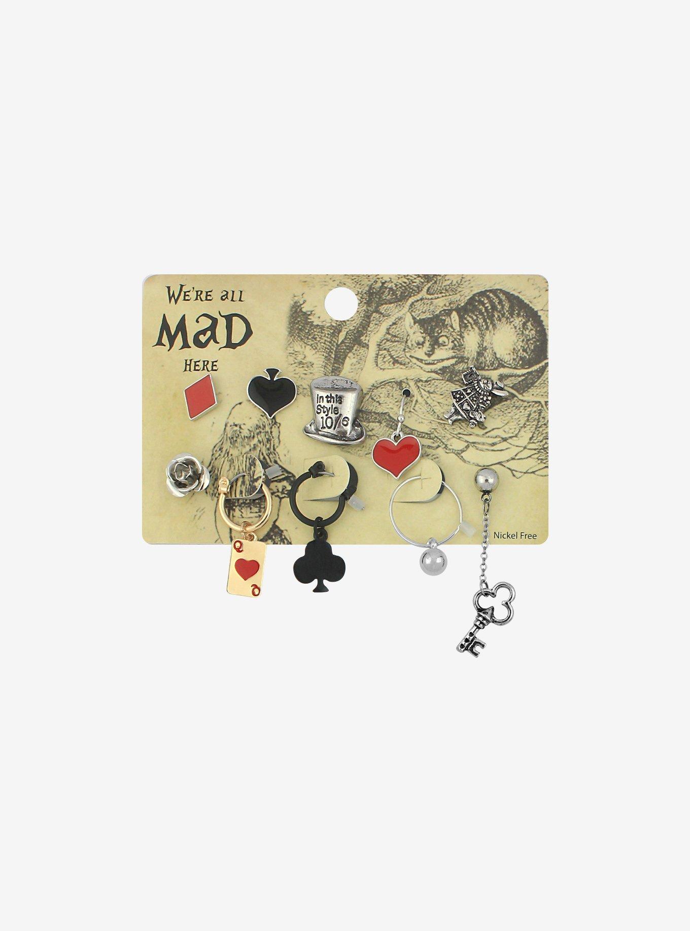 Alice In Wonderland Mismatch Earring Set, , alternate