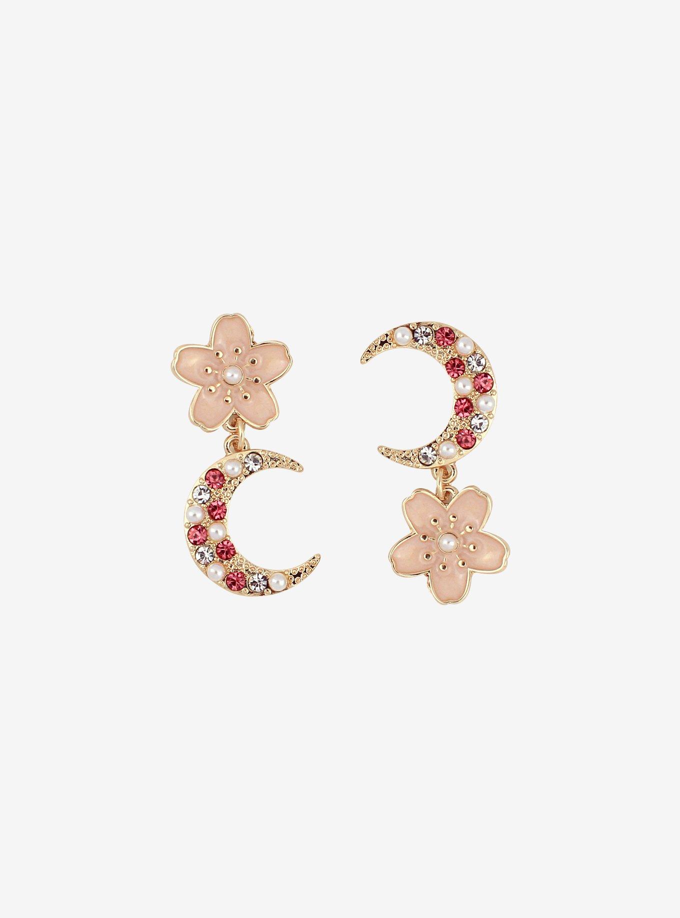 Sakura Moon Mismatched Earrings, , alternate
