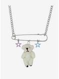 Plush Teddy Bear & Stars Safety Pin Chain Necklace, , alternate