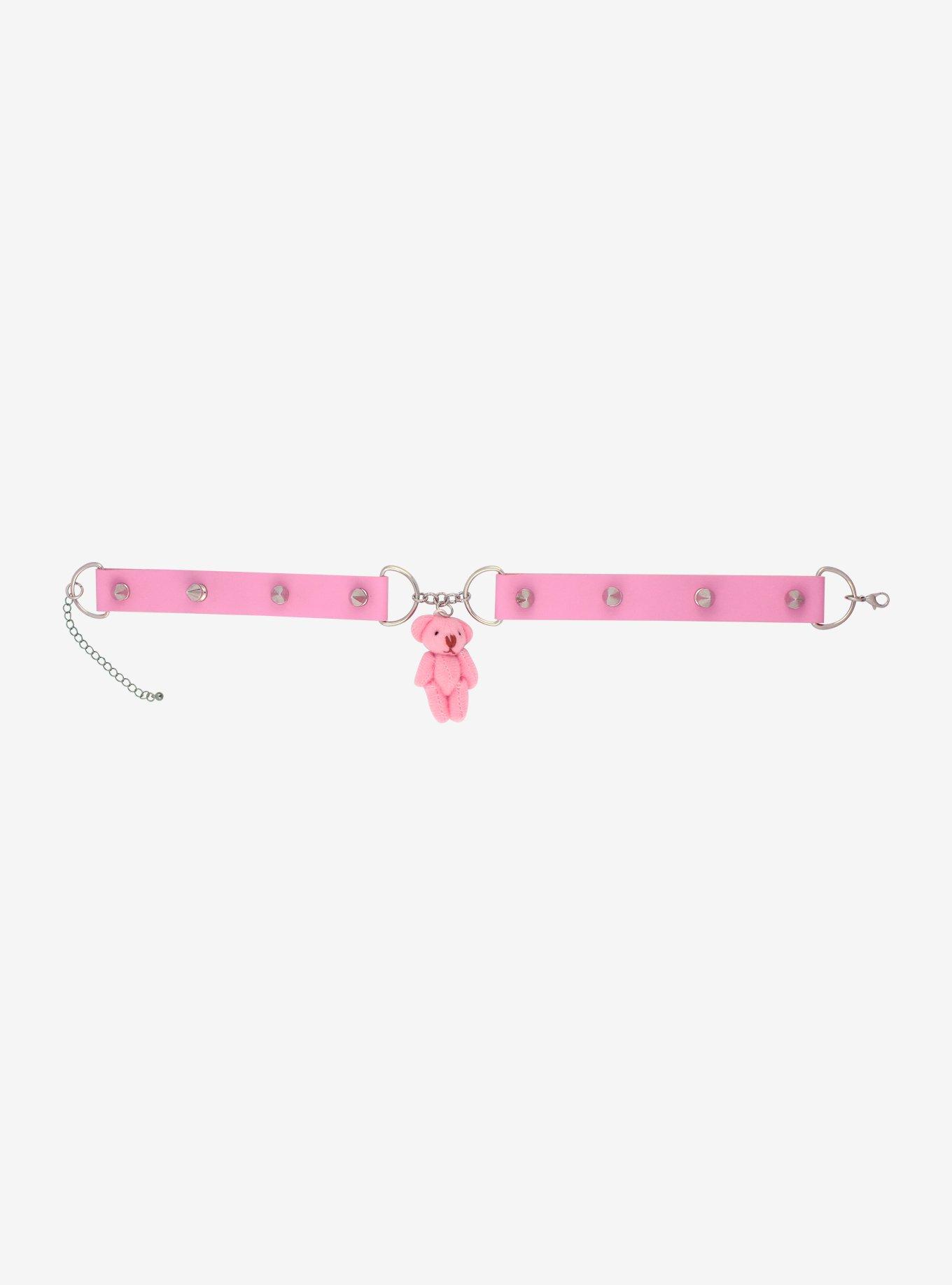 Pink Teddy Bear Spike Choker, , alternate