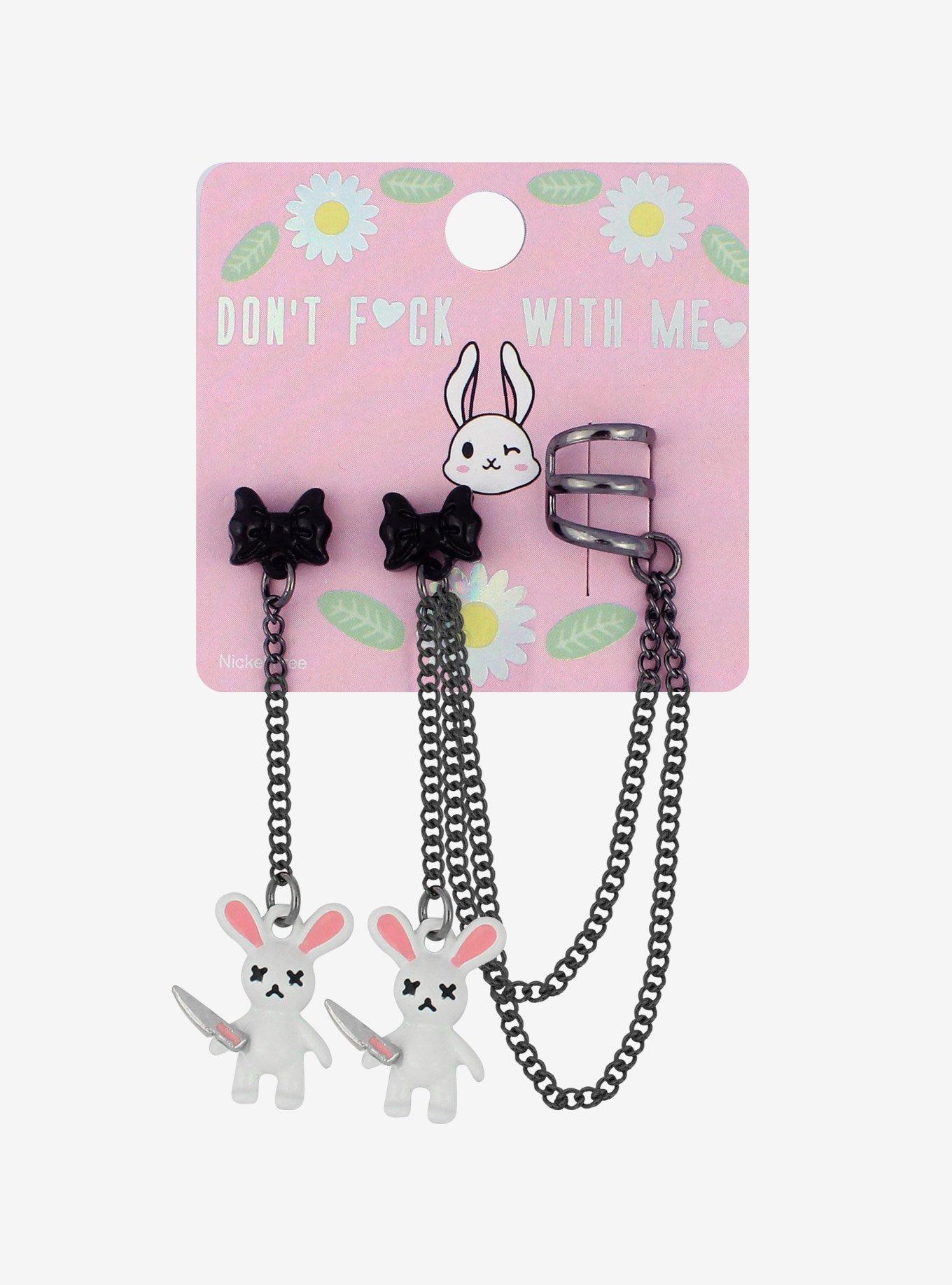 Dead Bunny Knife Bow Cuff Earring Set, , alternate