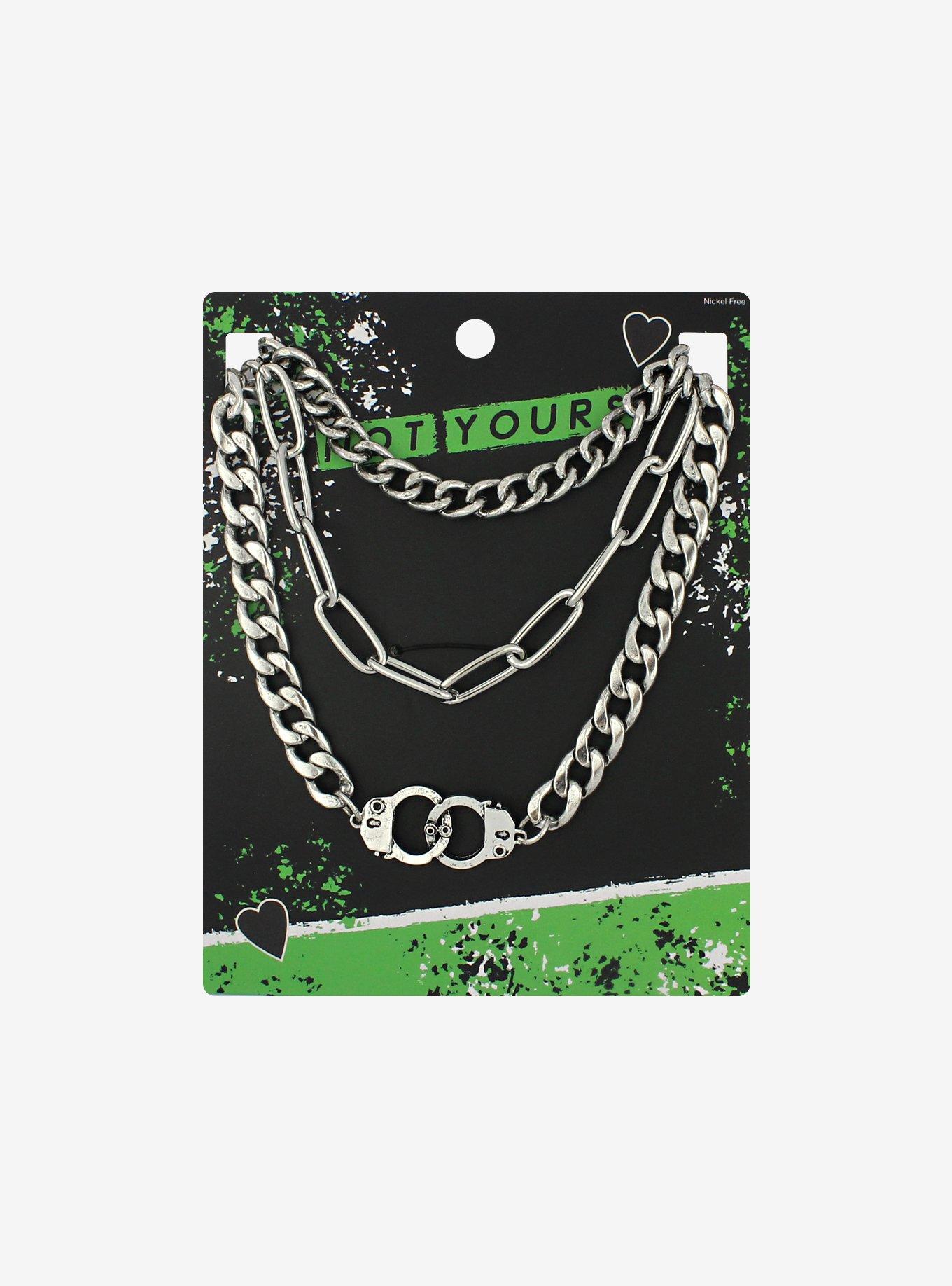 Handcuff Layered Chain Necklace, , alternate