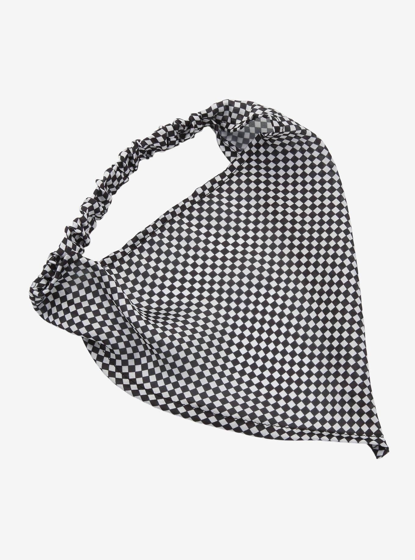 Black & White Checkered Scarf Headband, , alternate