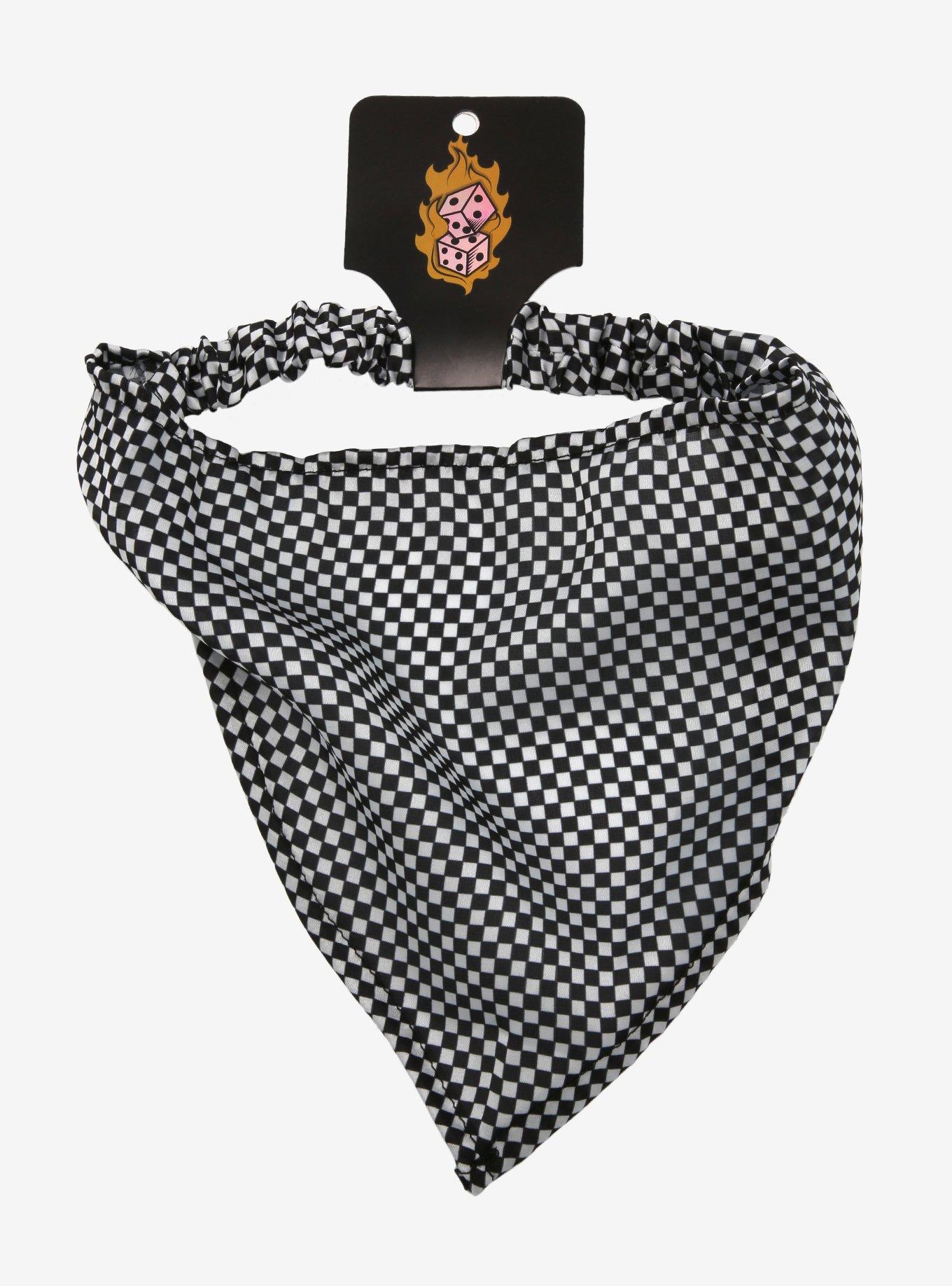 Black & White Checkered Scarf Headband, , alternate