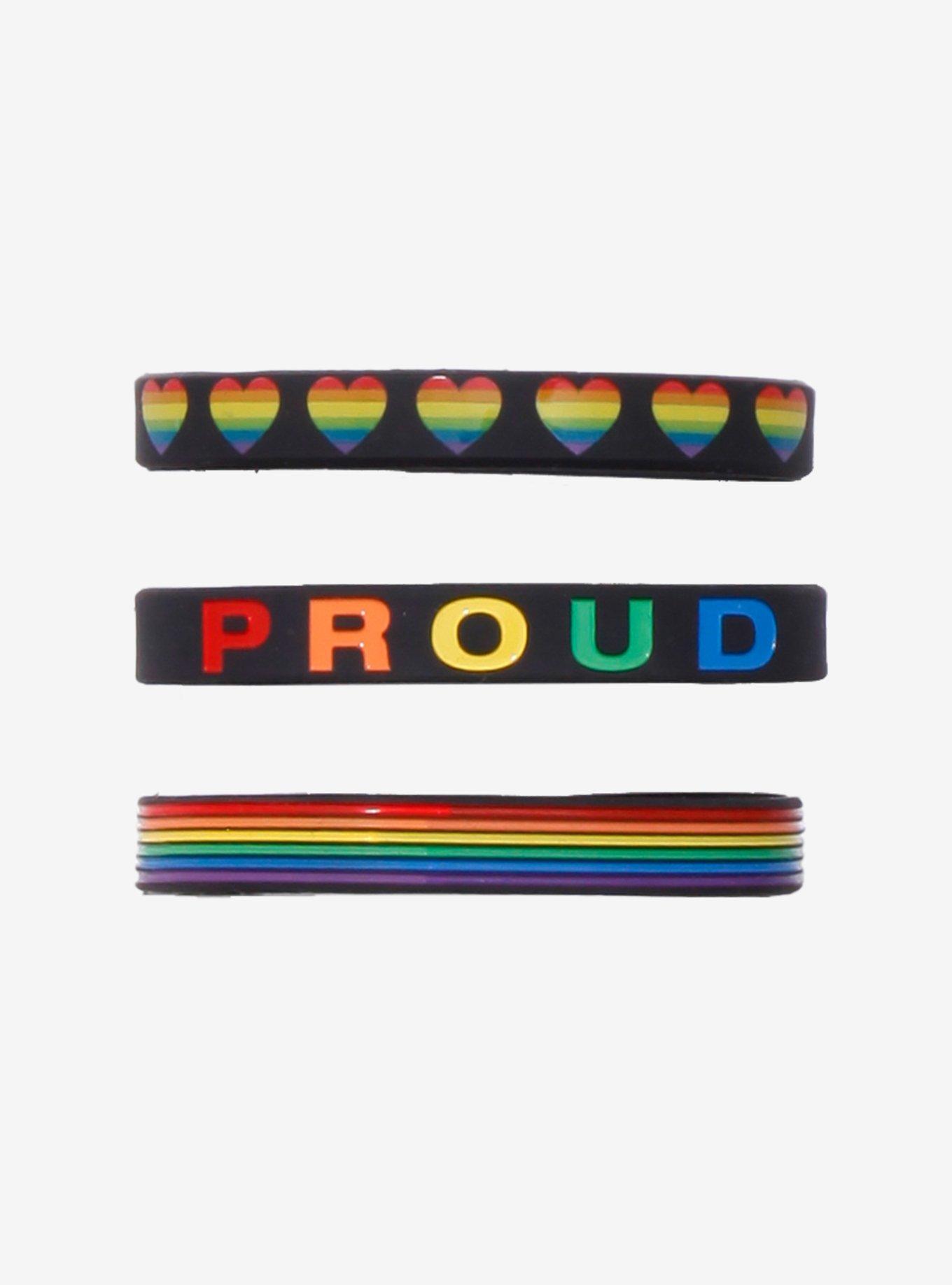 Proud Rainbow Rubber Bracelet Set, , alternate