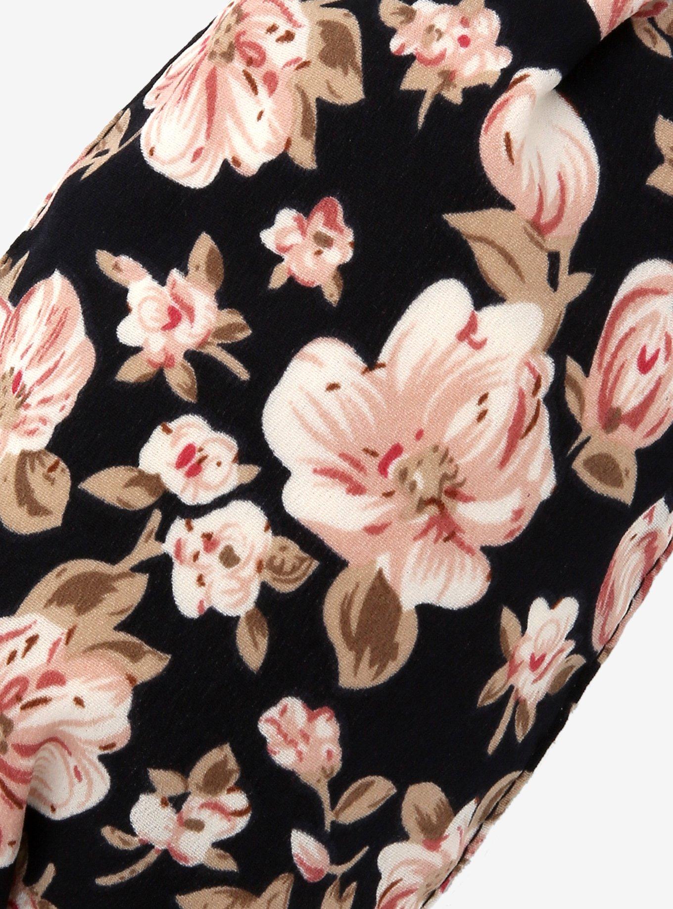 Black Floral Satin Fashion Face Mask, , alternate