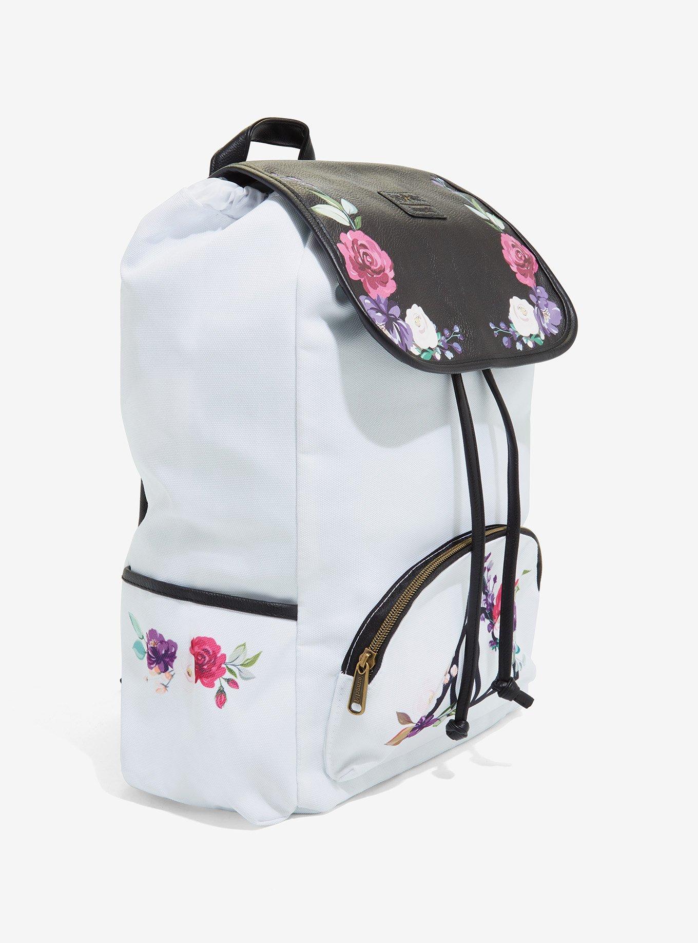 Loungefly Harry Potter Deathly Hallows Floral Slouch Backpack