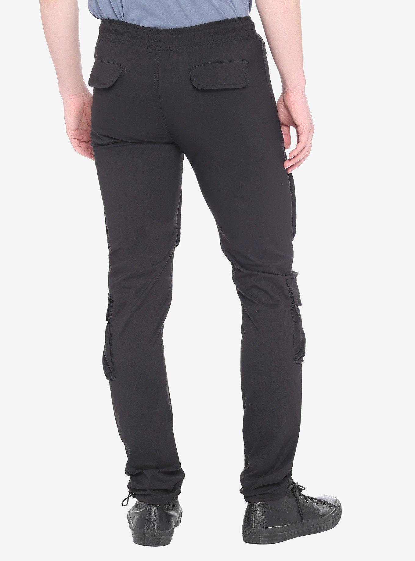 Black Cargo Jogger Pants, BLACK, alternate