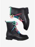 Rainbow Lace Combat Boots, MULTI, alternate