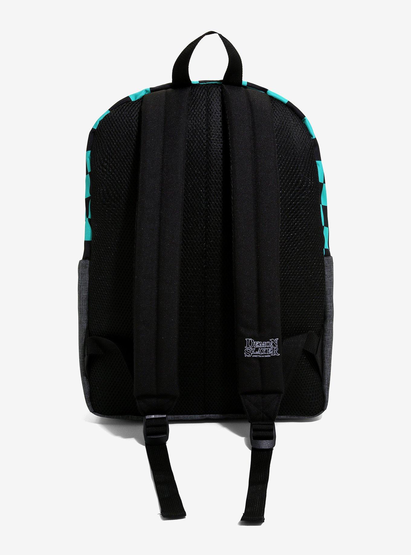 Demon Slayer: Kimetsu No Yaiba Tanjiro Kamado Teal Checkered Backpack, , alternate