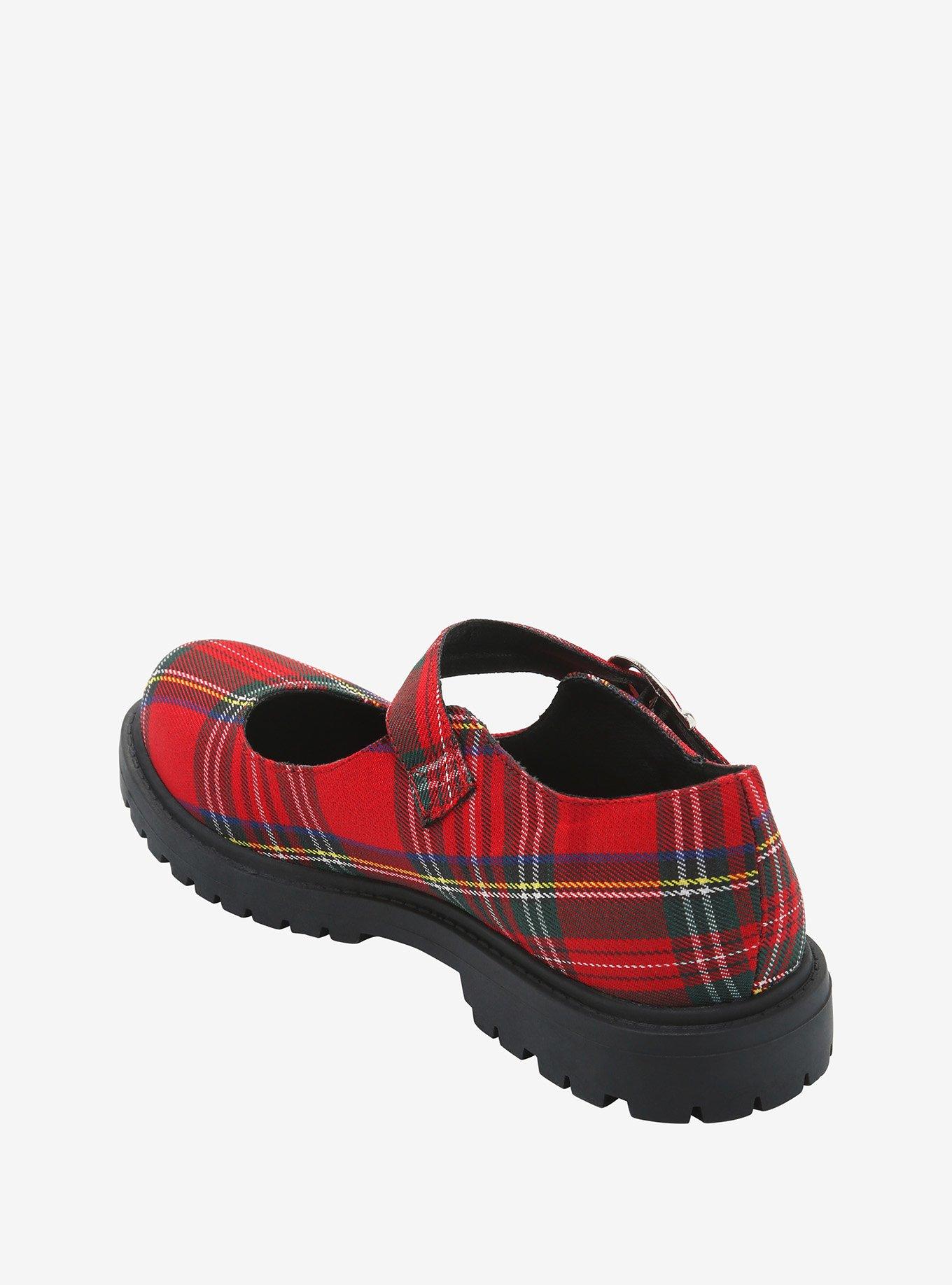 Red Plaid Mary Janes, MULTI, alternate