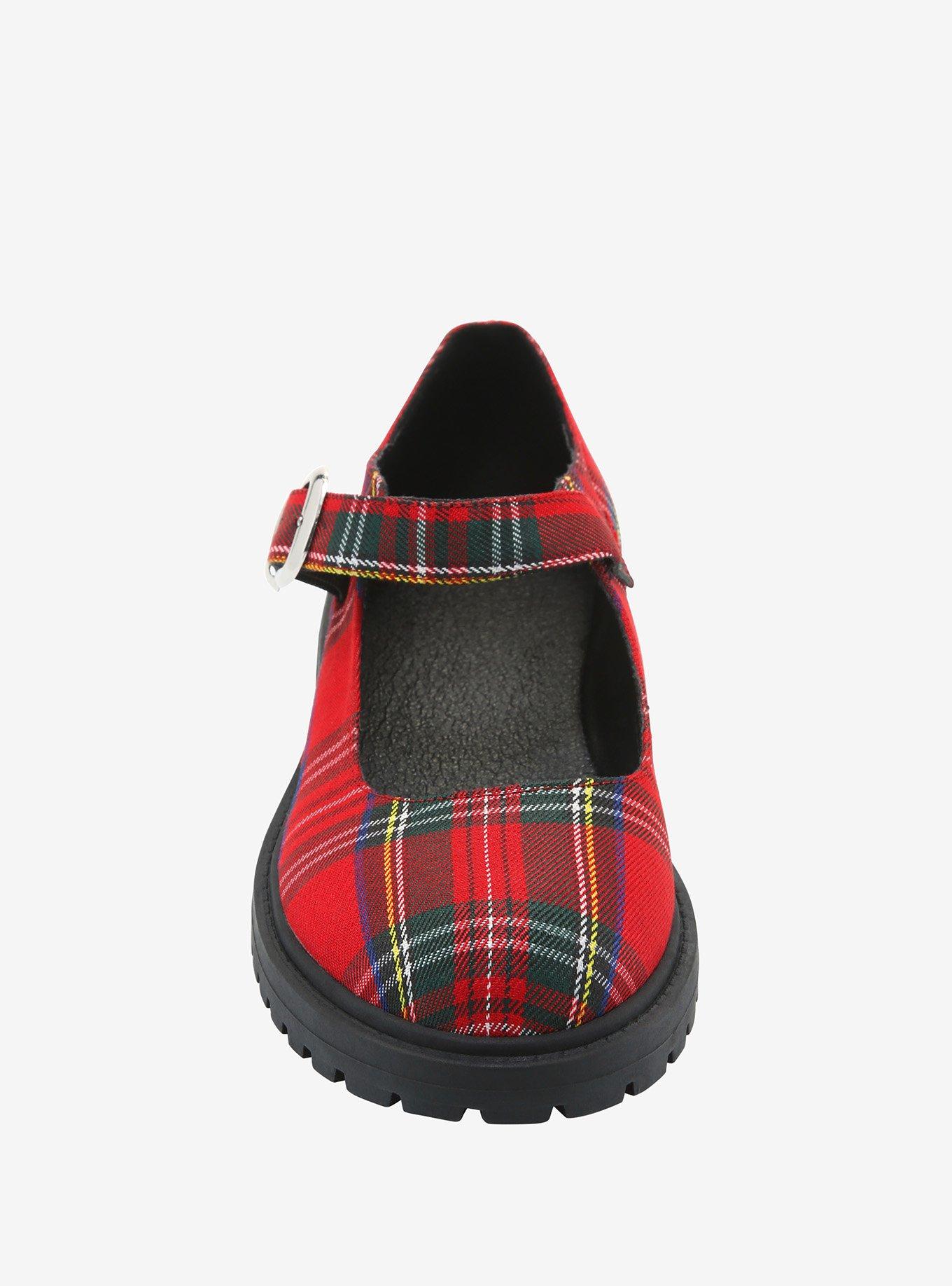 Red Plaid Mary Janes, MULTI, alternate