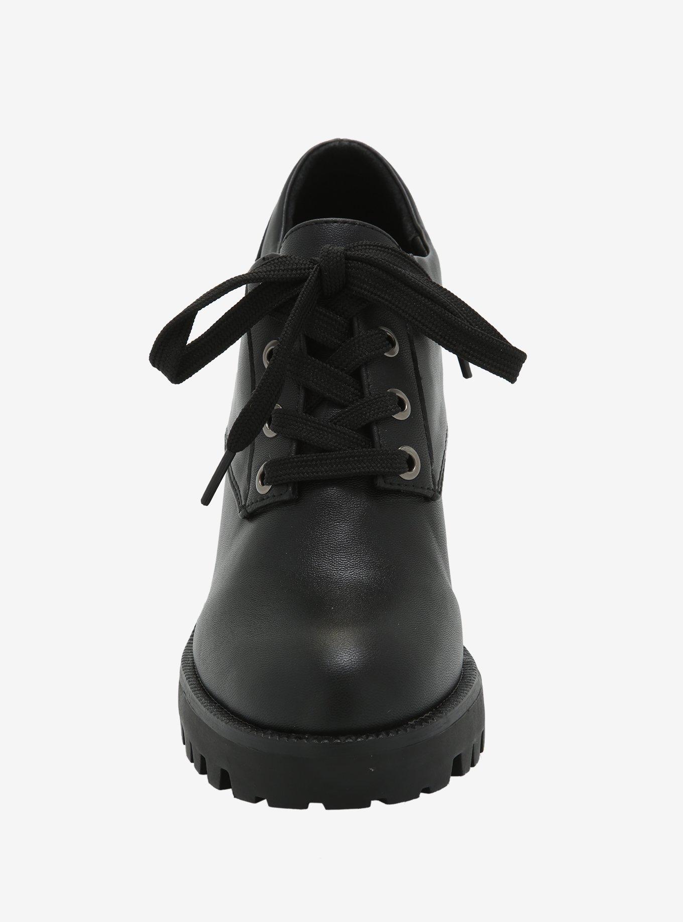 Black Lace-Up Oxford Platform Shoes, MULTI, alternate
