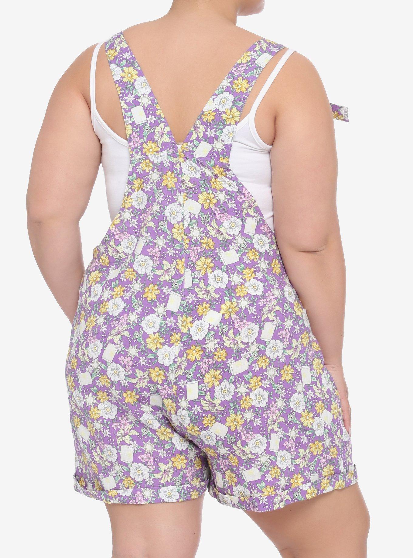 Disney Tangled Floral Tie Linen Shortalls Plus Size, MULTI, alternate