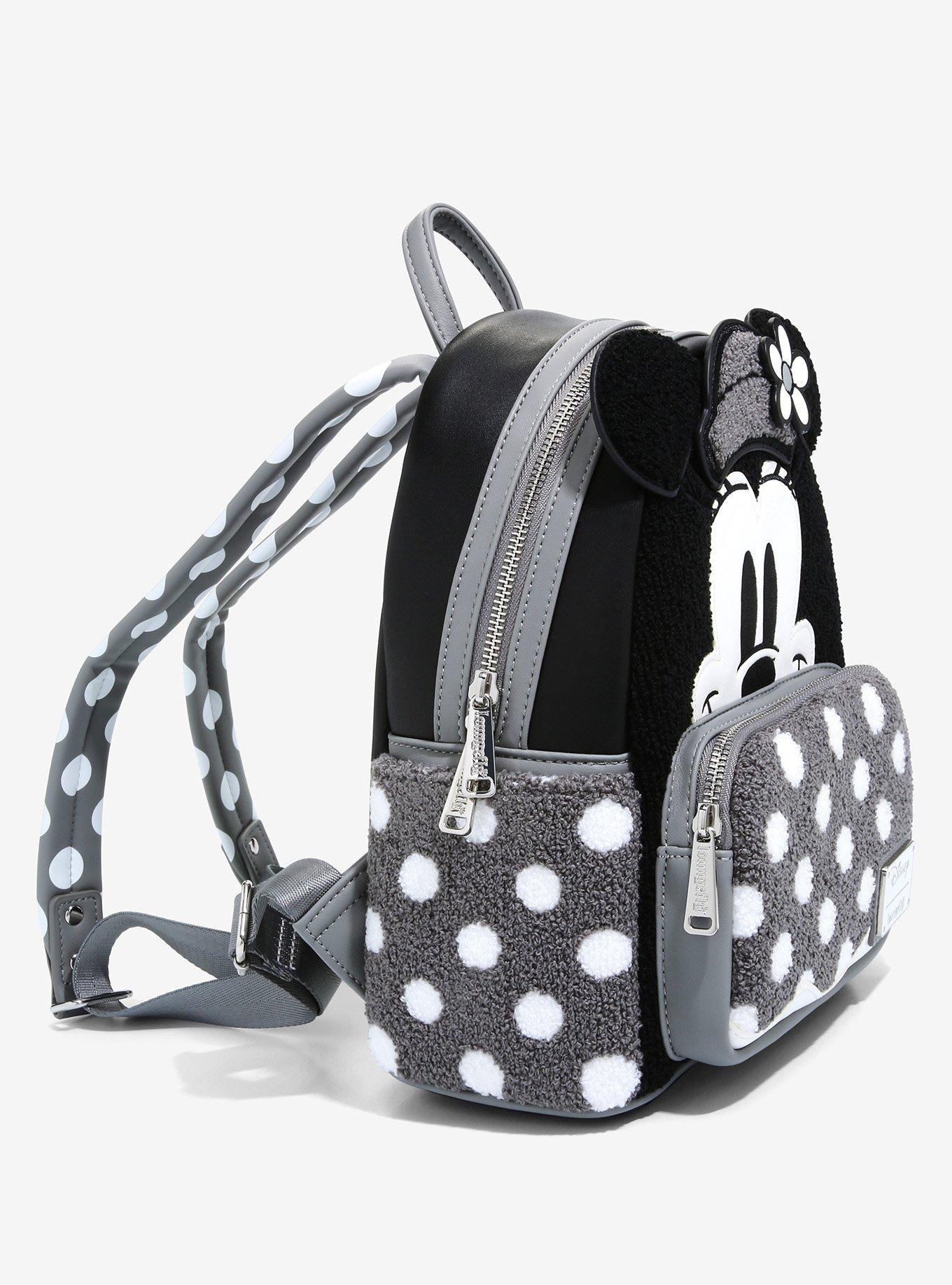 Disney Minnie Mouse Vintage Black and White Polkadots Mini Backpack - BoxLunch Exclusive, , alternate