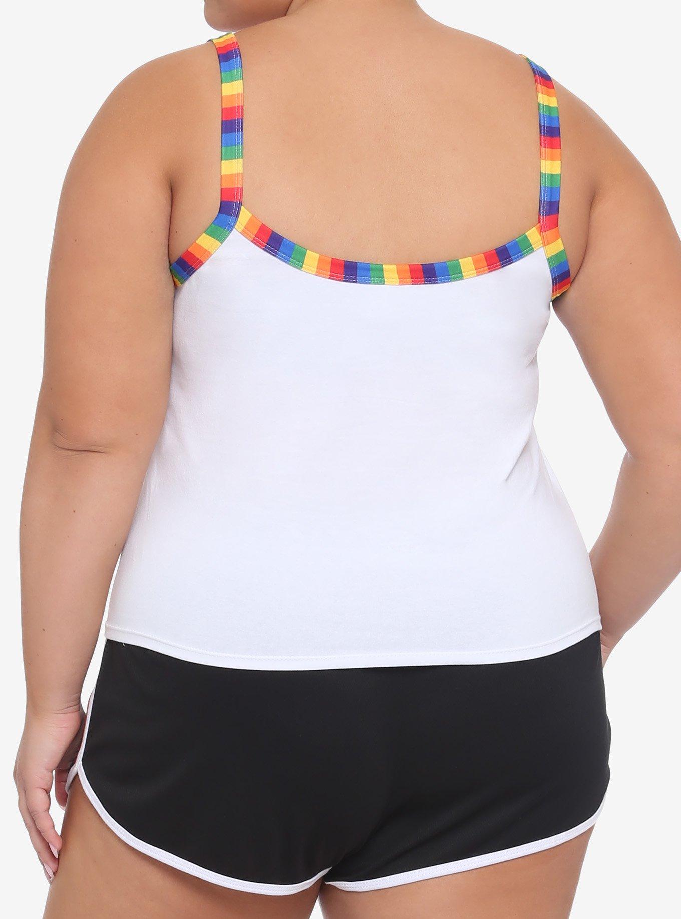 Disney Mickey Mouse Hands Rainbow Heart Strappy Crop Tank Top Plus Size, MULTI, alternate