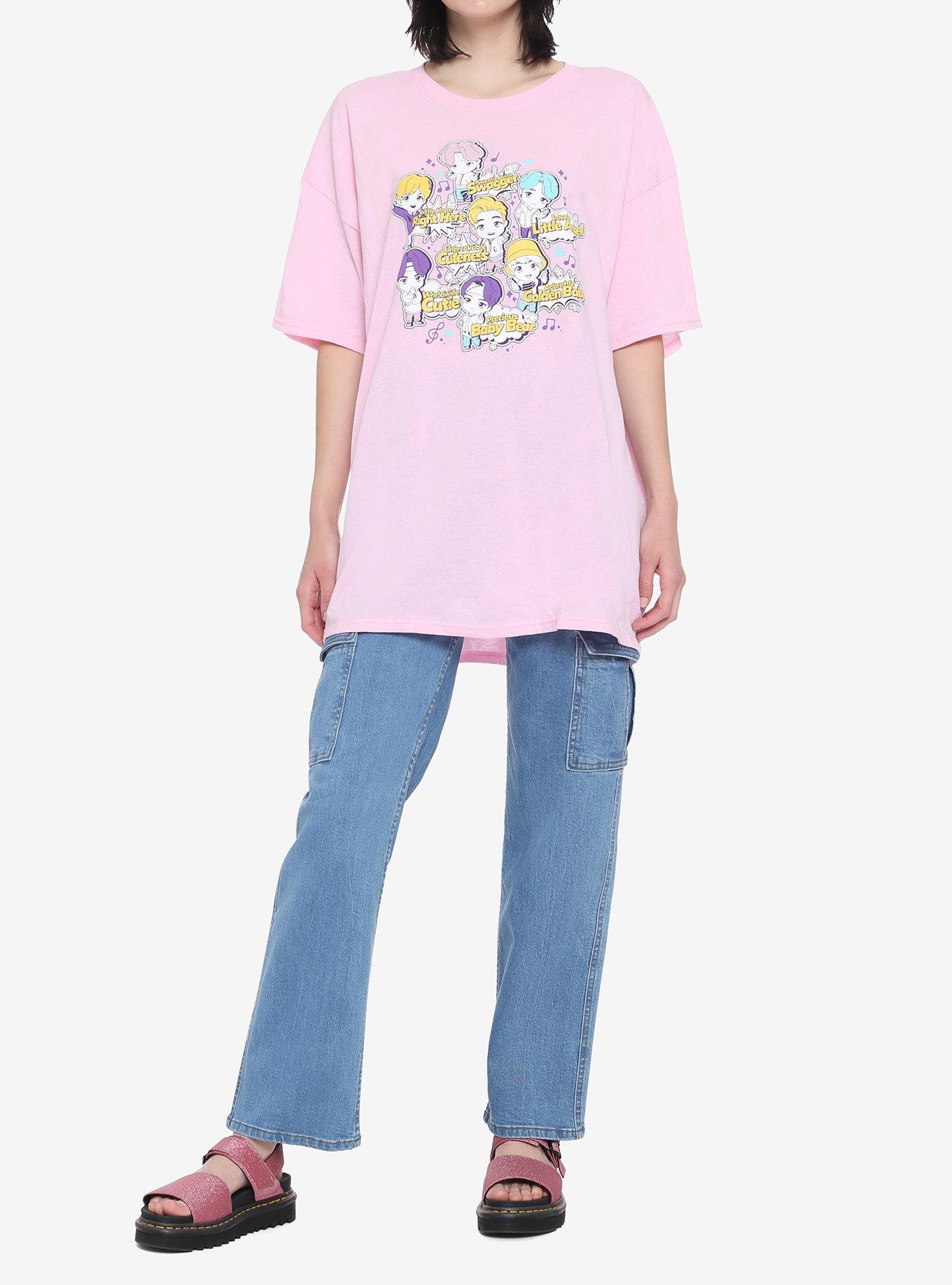 TinyTAN Character Pink Oversized Girls T-Shirt Inspired By BTS, PINK, alternate