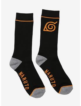 Naruto Shippuden Black & Orange Leaf Village Crew Socks, , hi-res