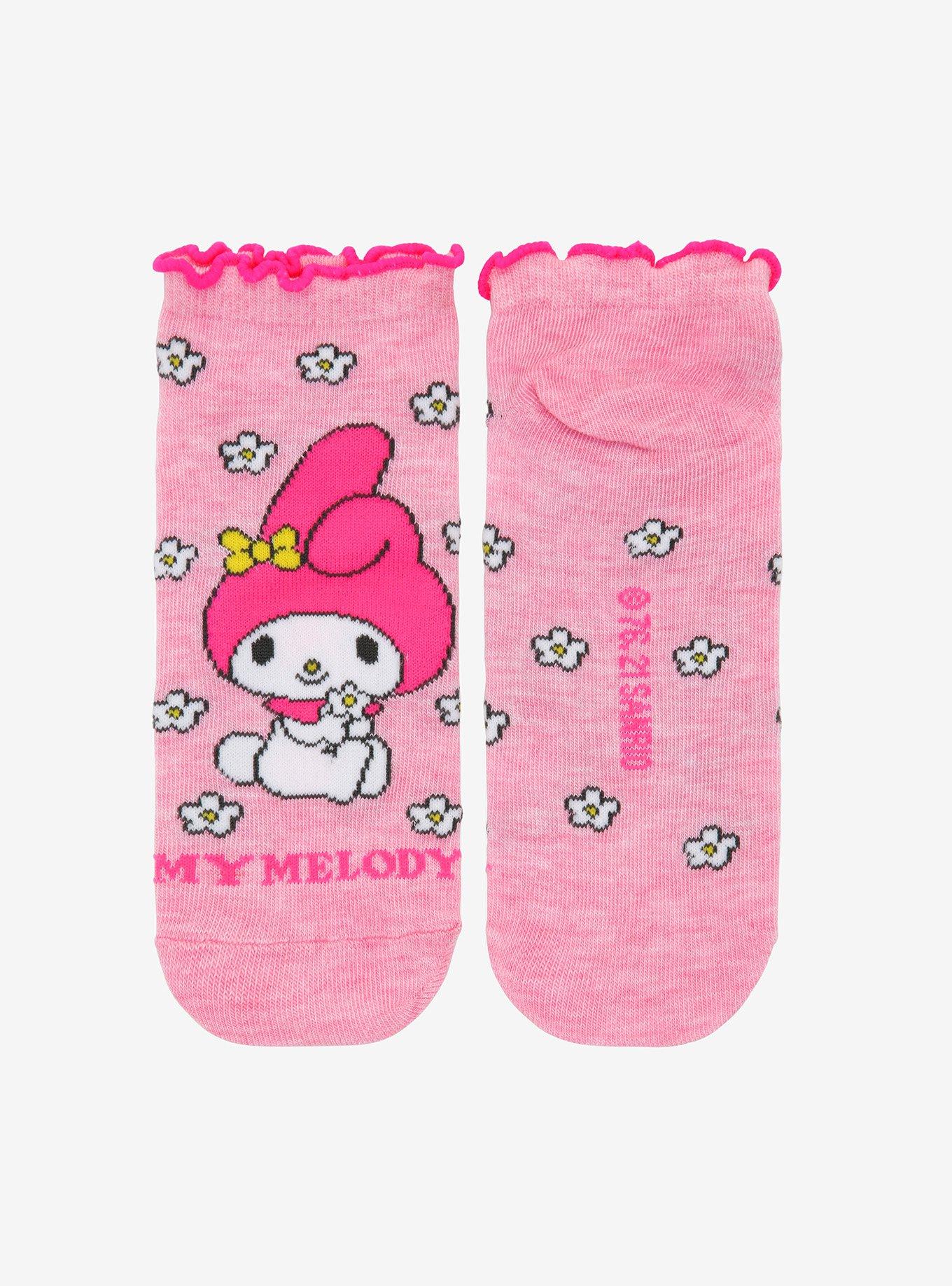 My Melody Pink Lettuce Hem No-Show Socks, , alternate
