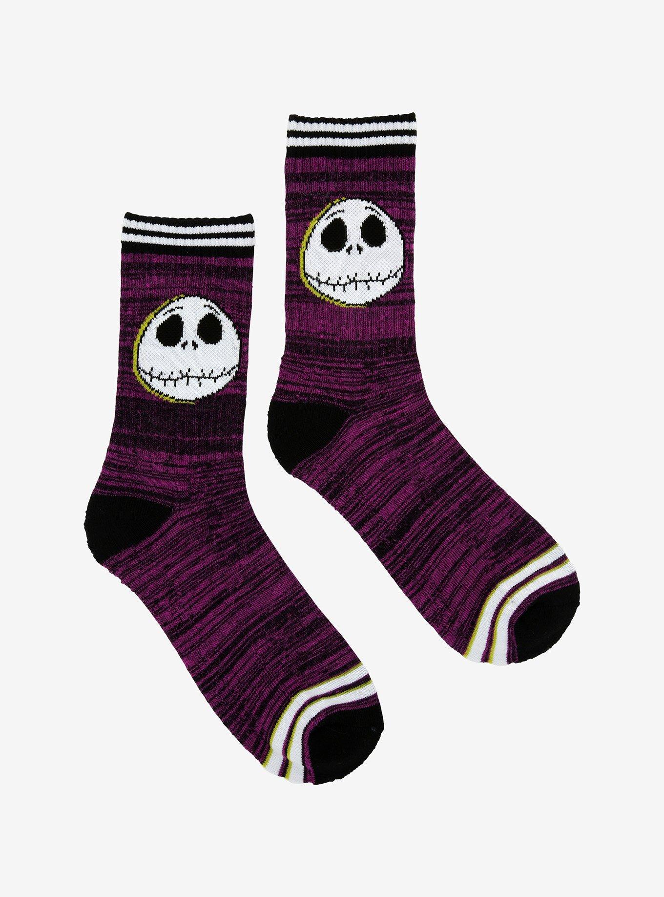 The Nightmare Before Christmas Jack Skellington Glow-In-The-Dark Crew Socks, , alternate