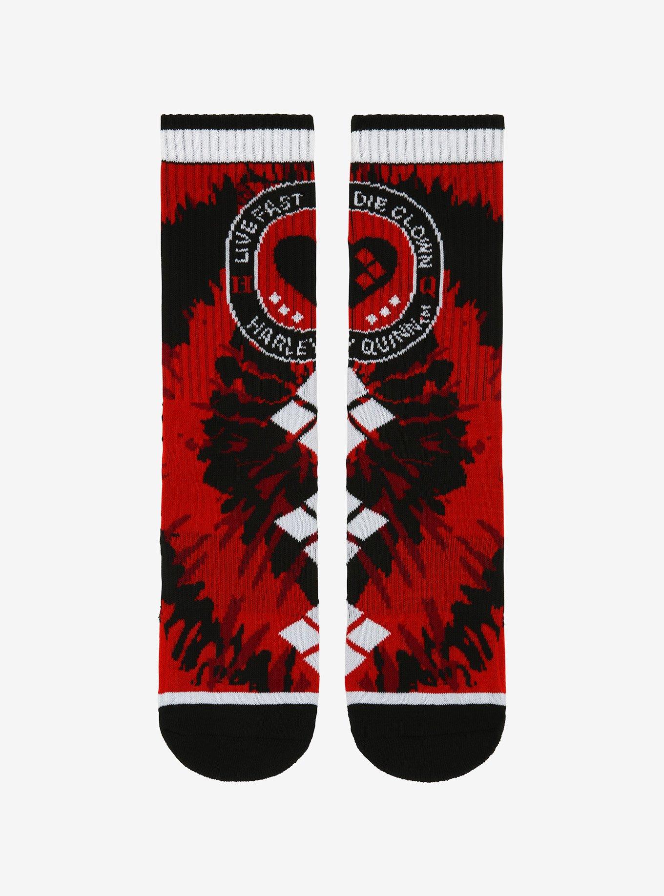 DC Comics The Suicide Squad Harley Quinn Black & Red Splatter Crew Socks, , alternate