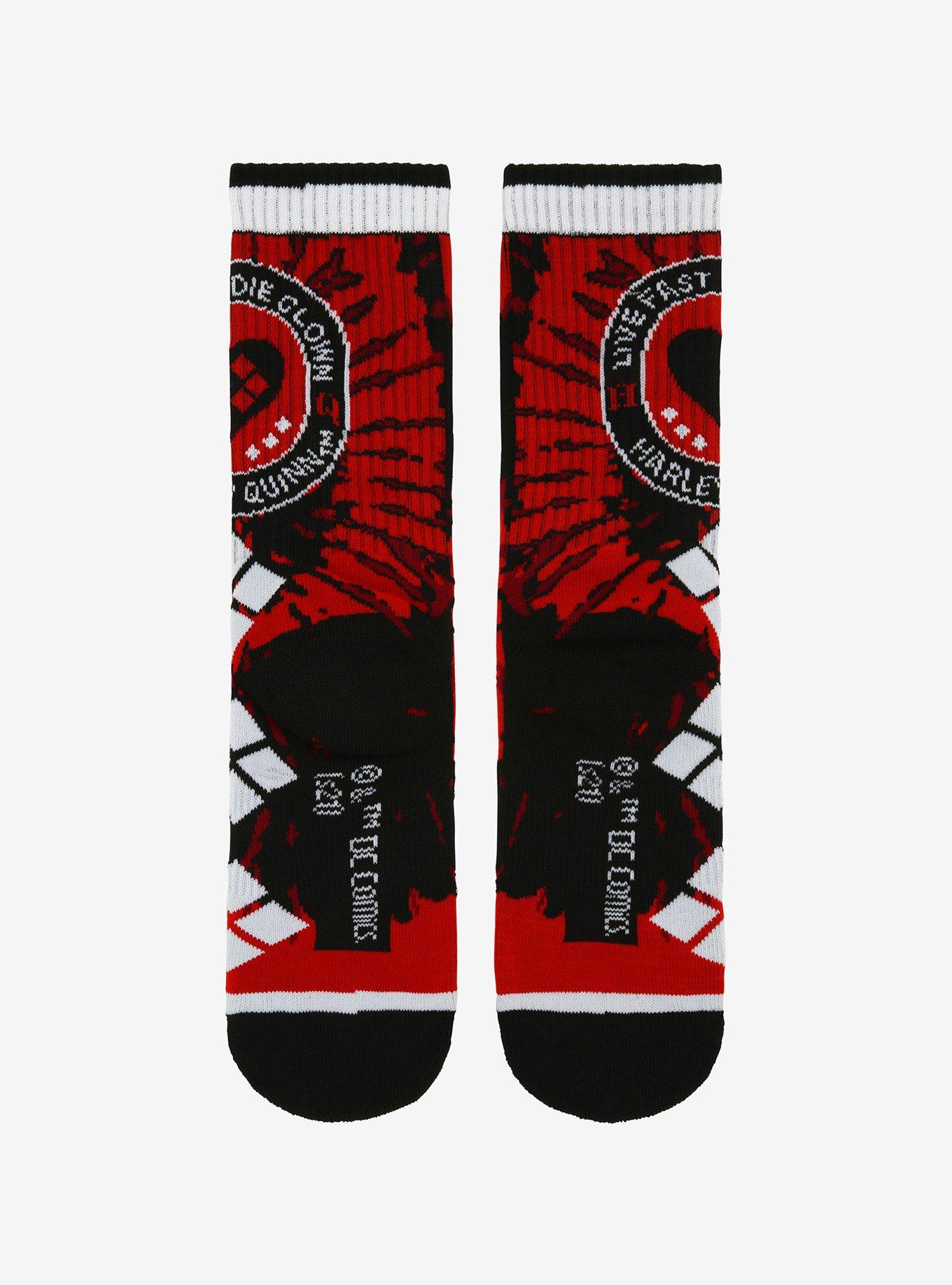 DC Comics The Suicide Squad Harley Quinn Black & Red Splatter Crew Socks, , alternate