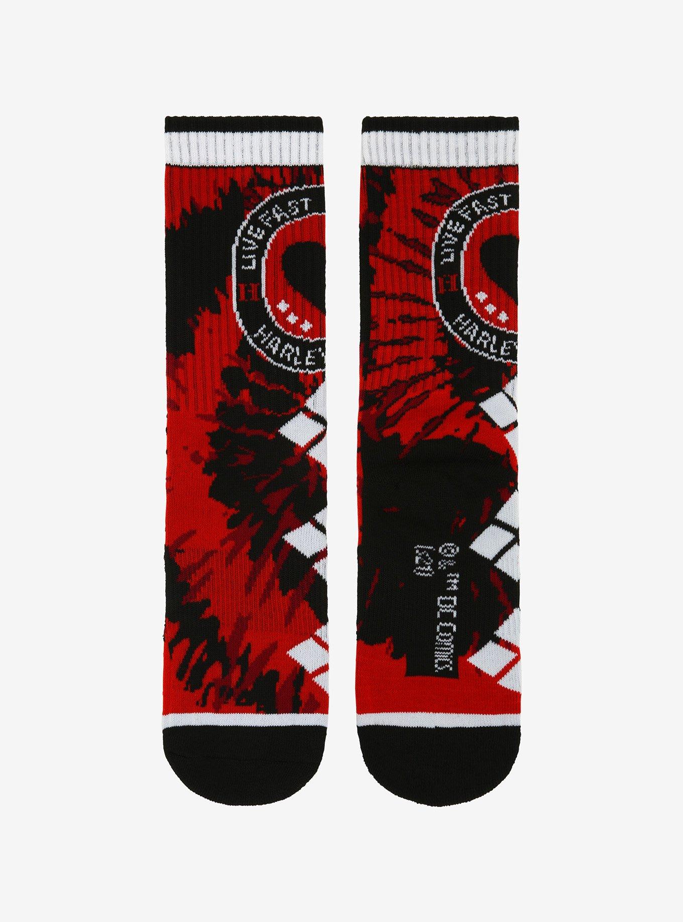 DC Comics The Suicide Squad Harley Quinn Black & Red Splatter Crew Socks, , alternate