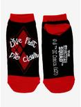 DC Comics The Suicide Squad Harley Quinn Live Fast Die Clown No-Show Socks, , alternate