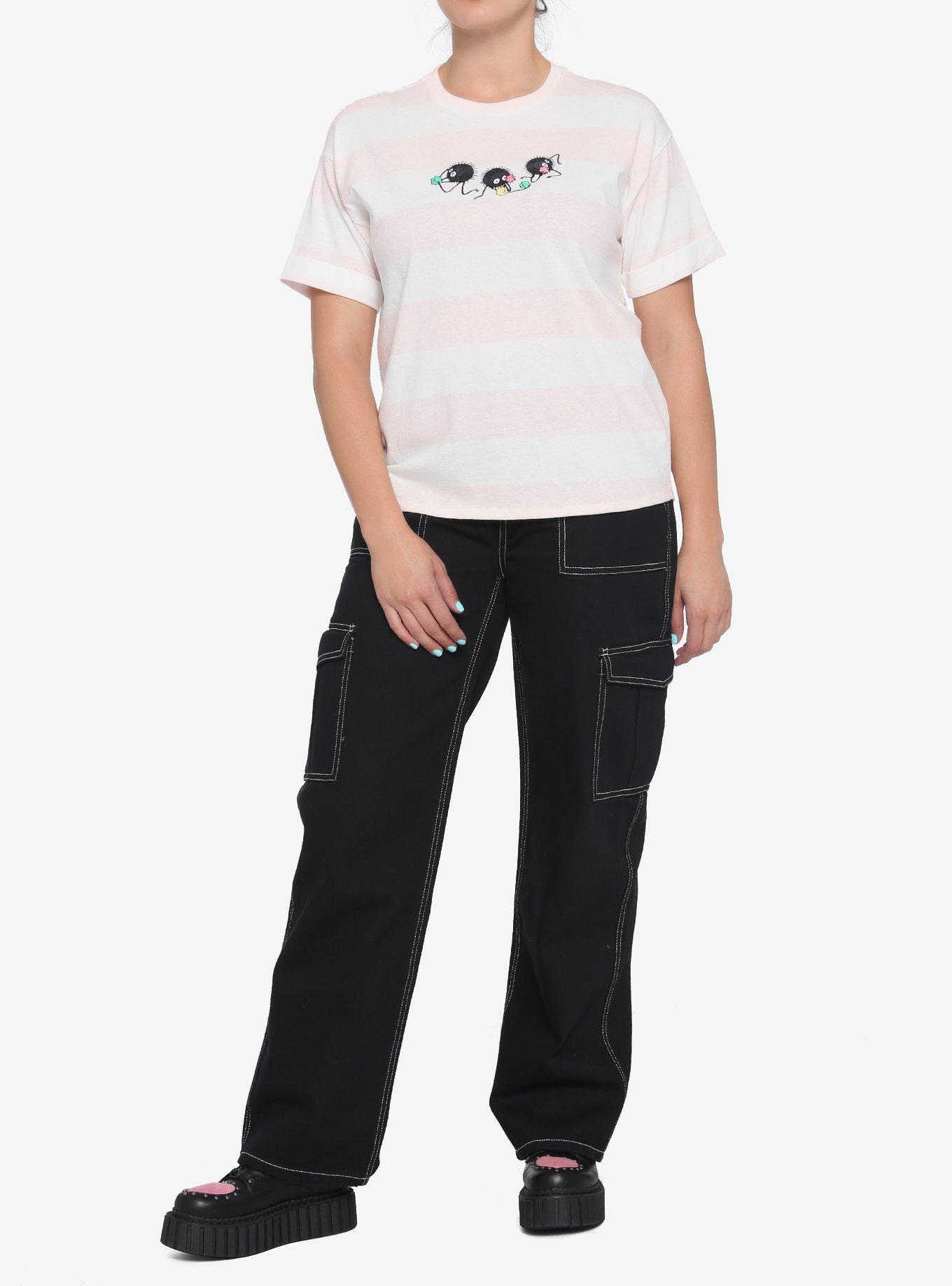 Studio Ghibli Spirited Away Soot Sprite Stripe Crop T-Shirt, MULTI, alternate