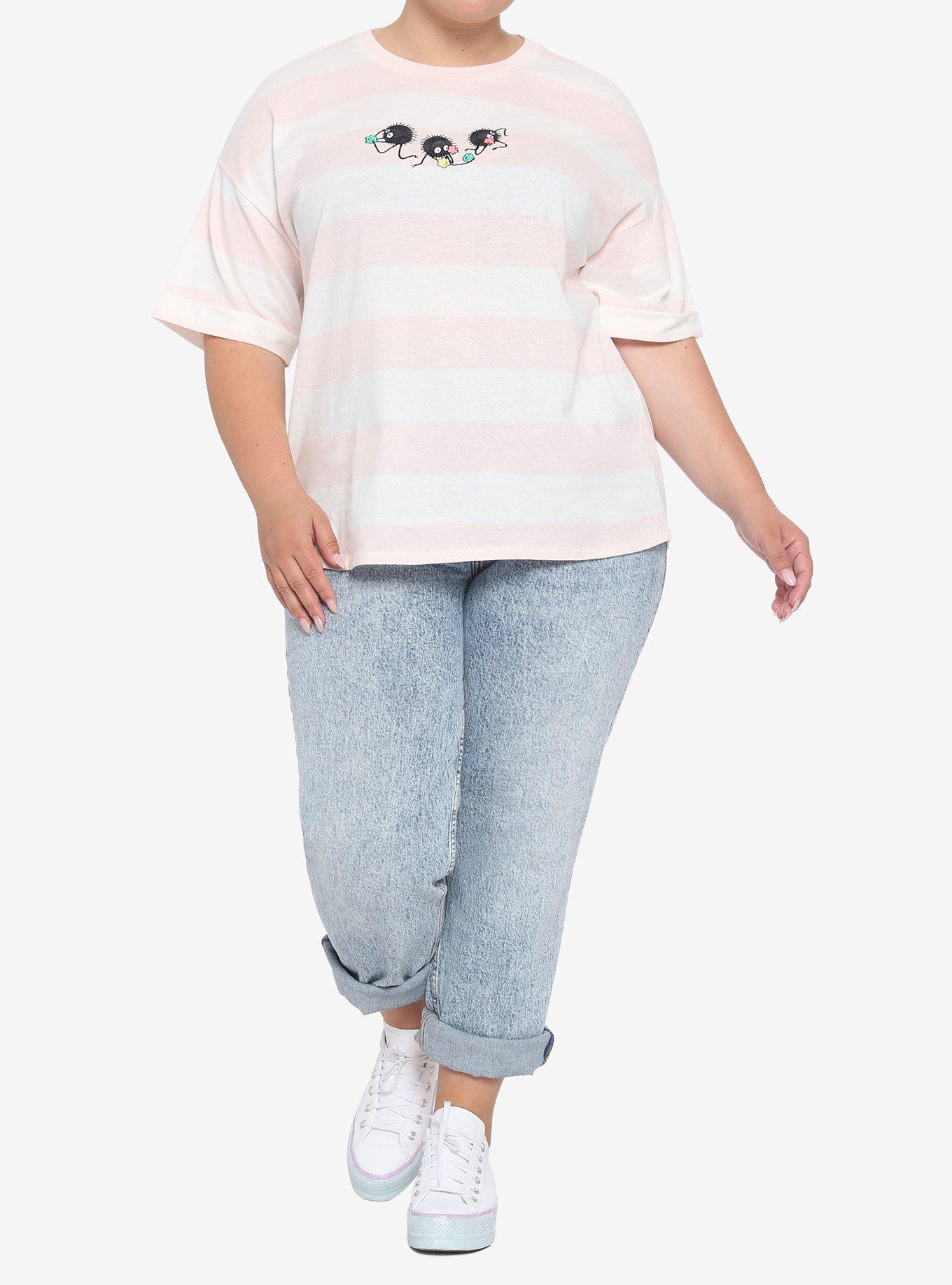 Studio Ghibli Spirited Away Soot Sprite Stripe Crop T-Shirt Plus Size, MULTI, alternate