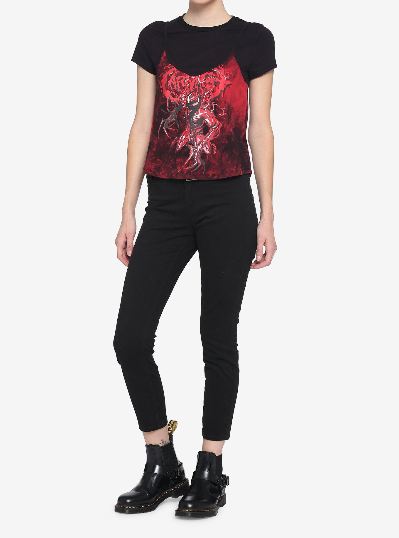 Her Universe Marvel Venom Carnage Twofer Mesh Girls Top, BLACK, alternate