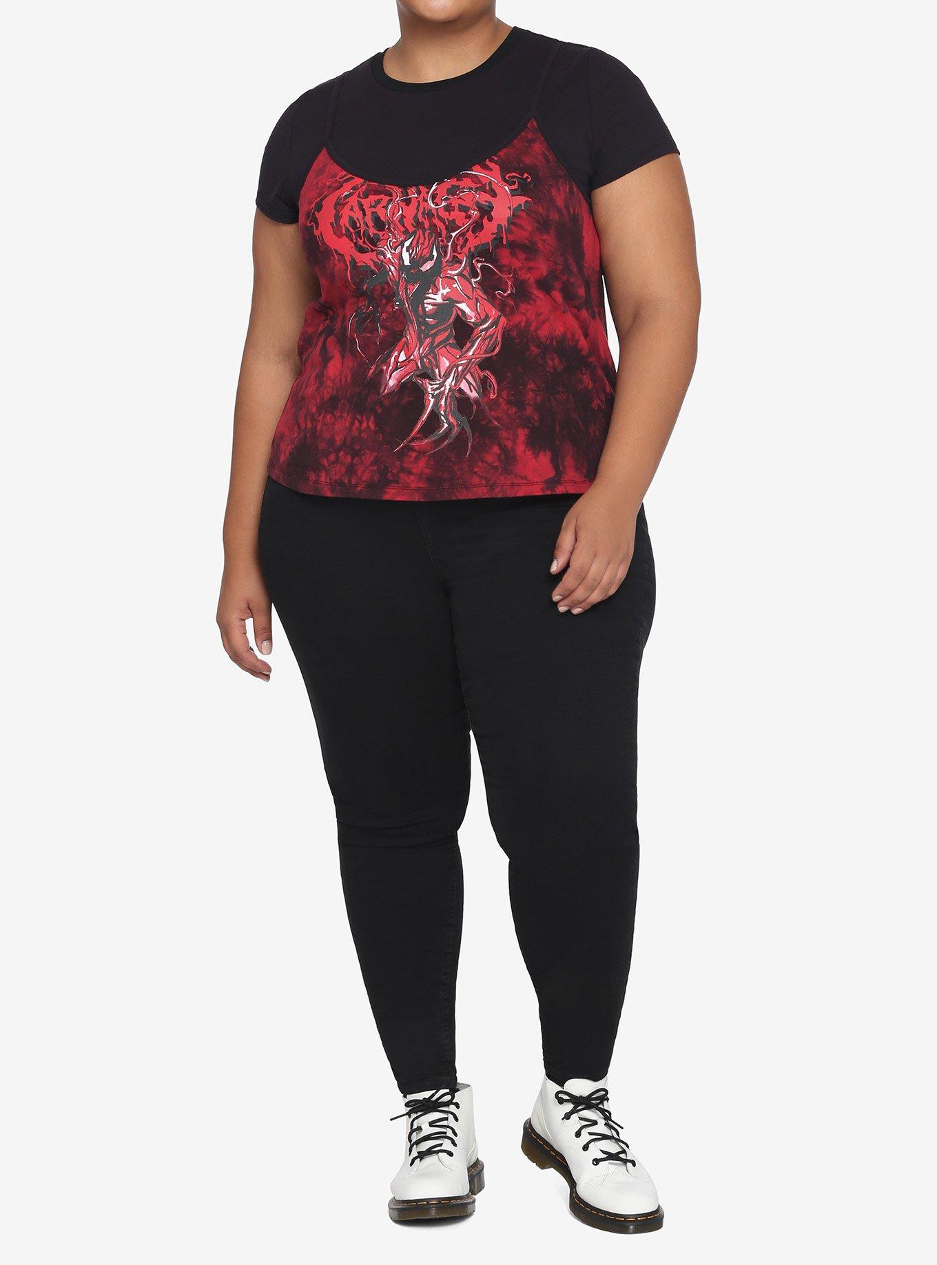 Her Universe Marvel Venom Carnage Twofer Mesh Girls Top Plus Size, BLACK, alternate