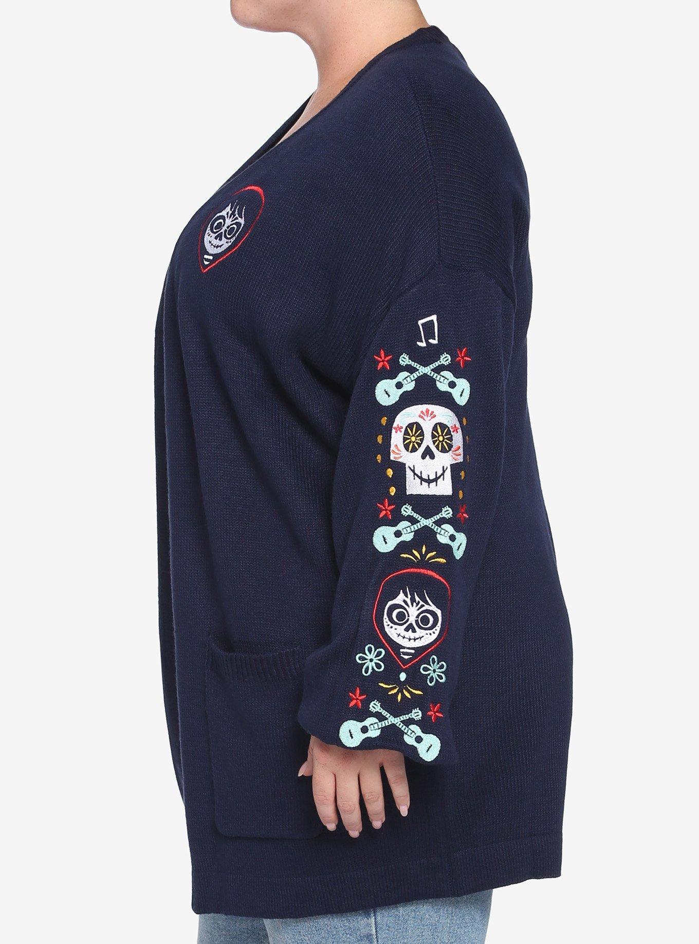 Disney Pixar Coco Embroidered Skulls Open Cardigan Plus Size, MULTI, alternate